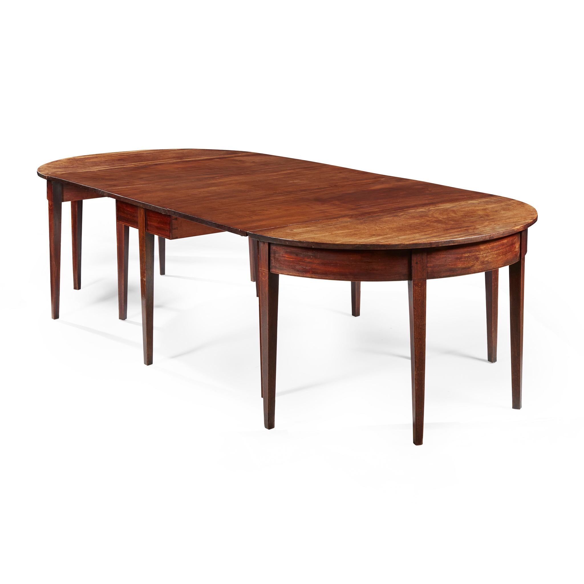 LATE GEORGE III SCOTTISH MAHOGANY D-END DINING TABLE