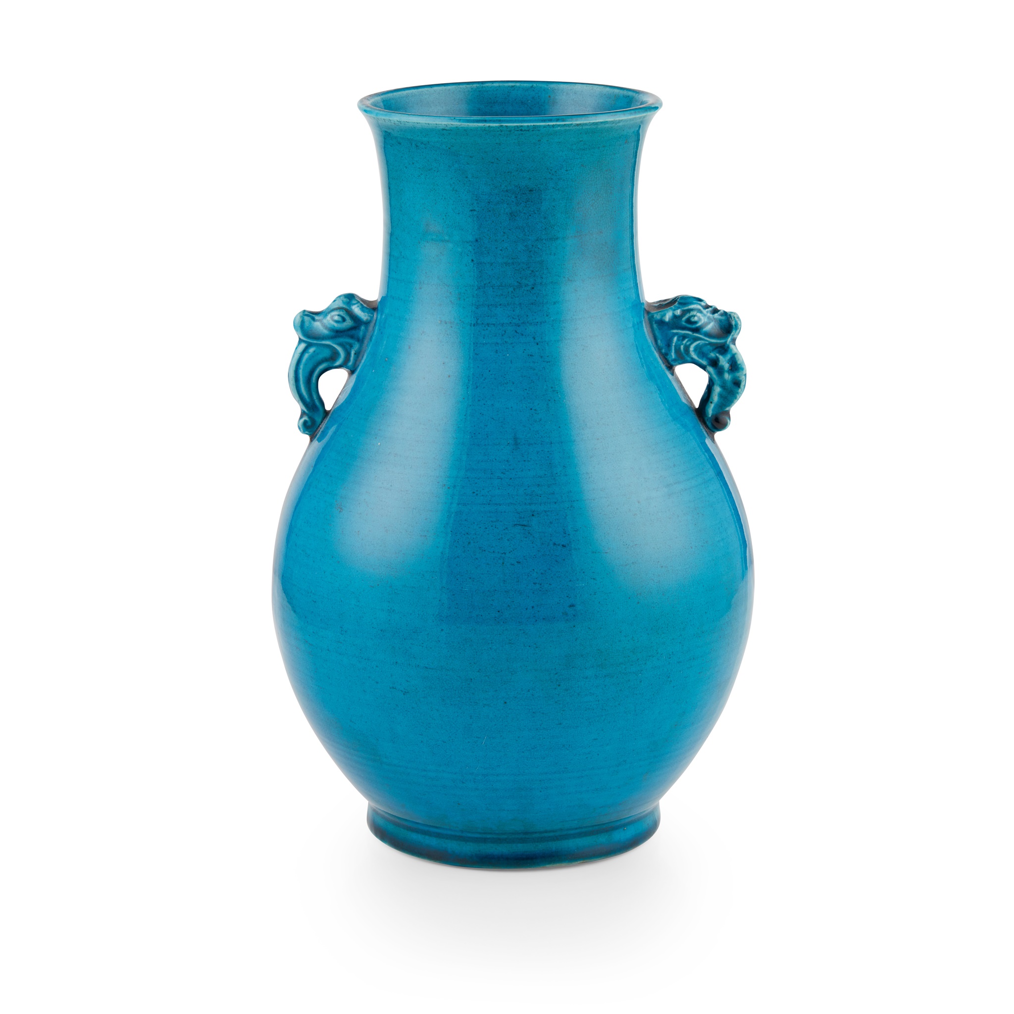 TURQUOISE-GLAZED HANDLED VASE