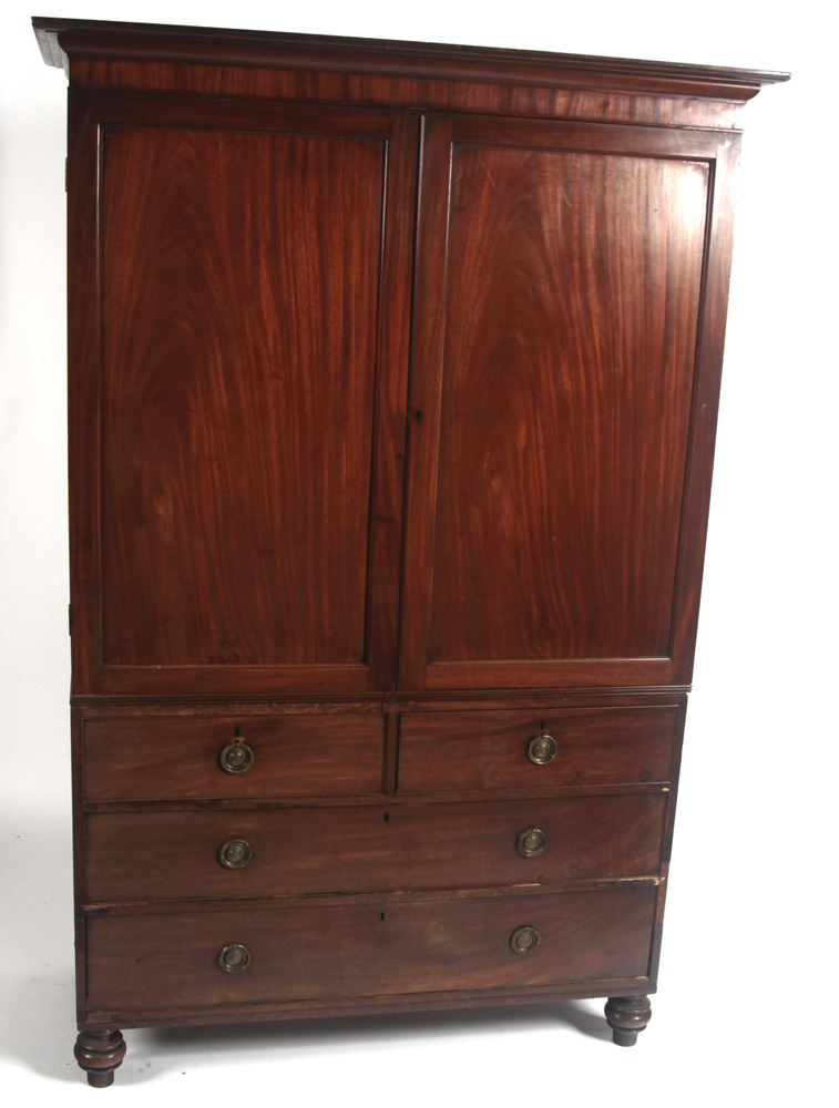 A late 17th century mahogany linen press