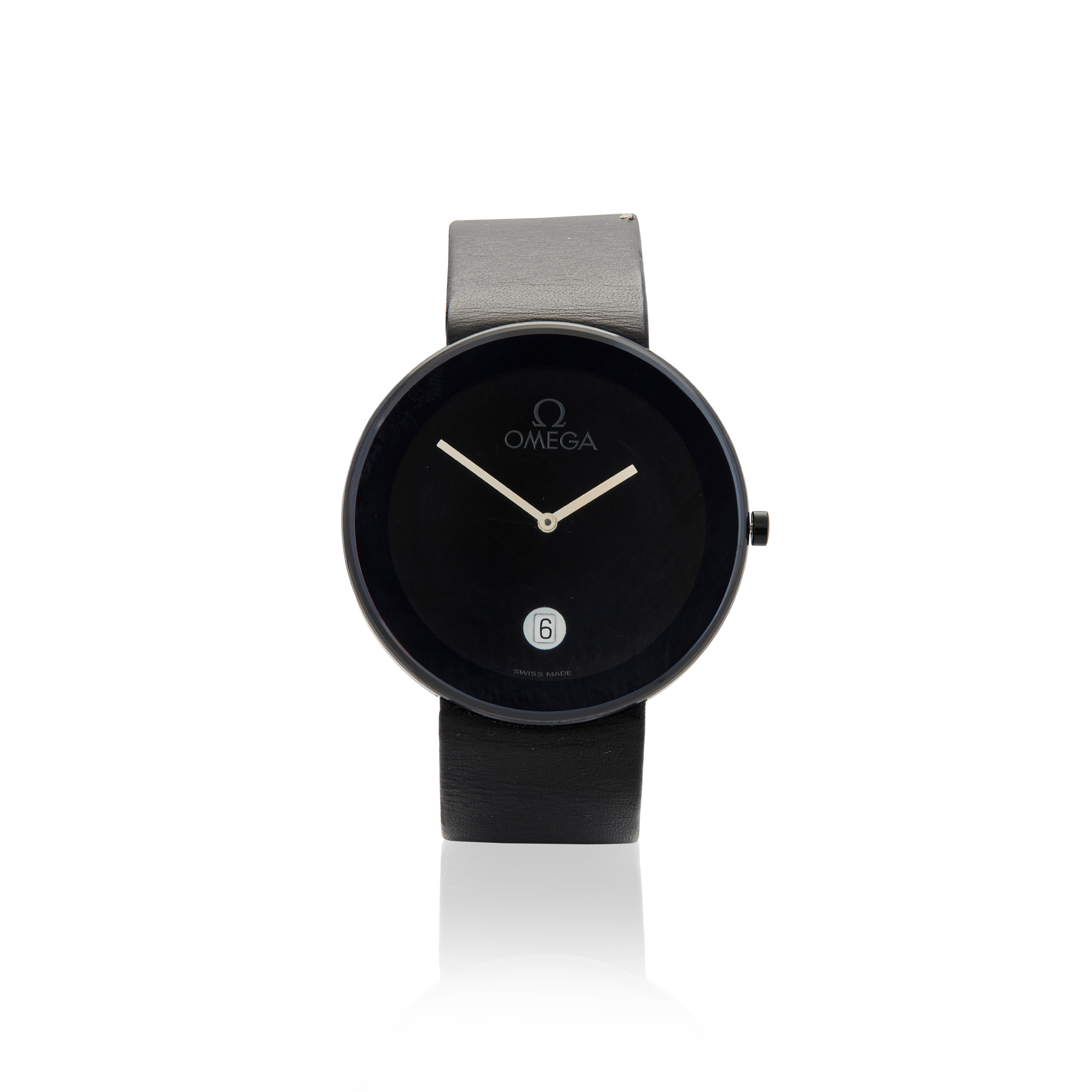 Omega. A limited edition black ceramic and stainless steel quartz wristwatch with date