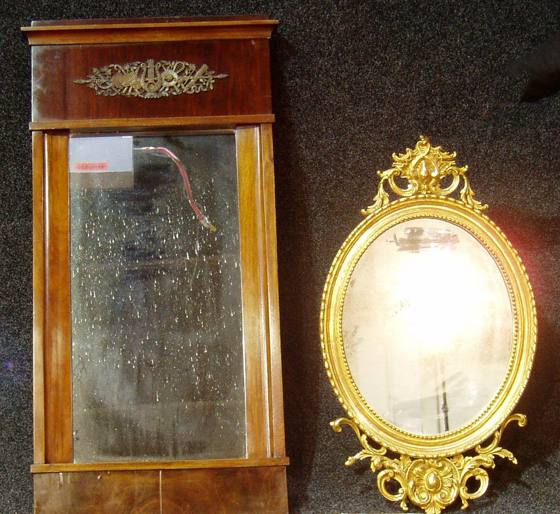 A mahogany mirror,
