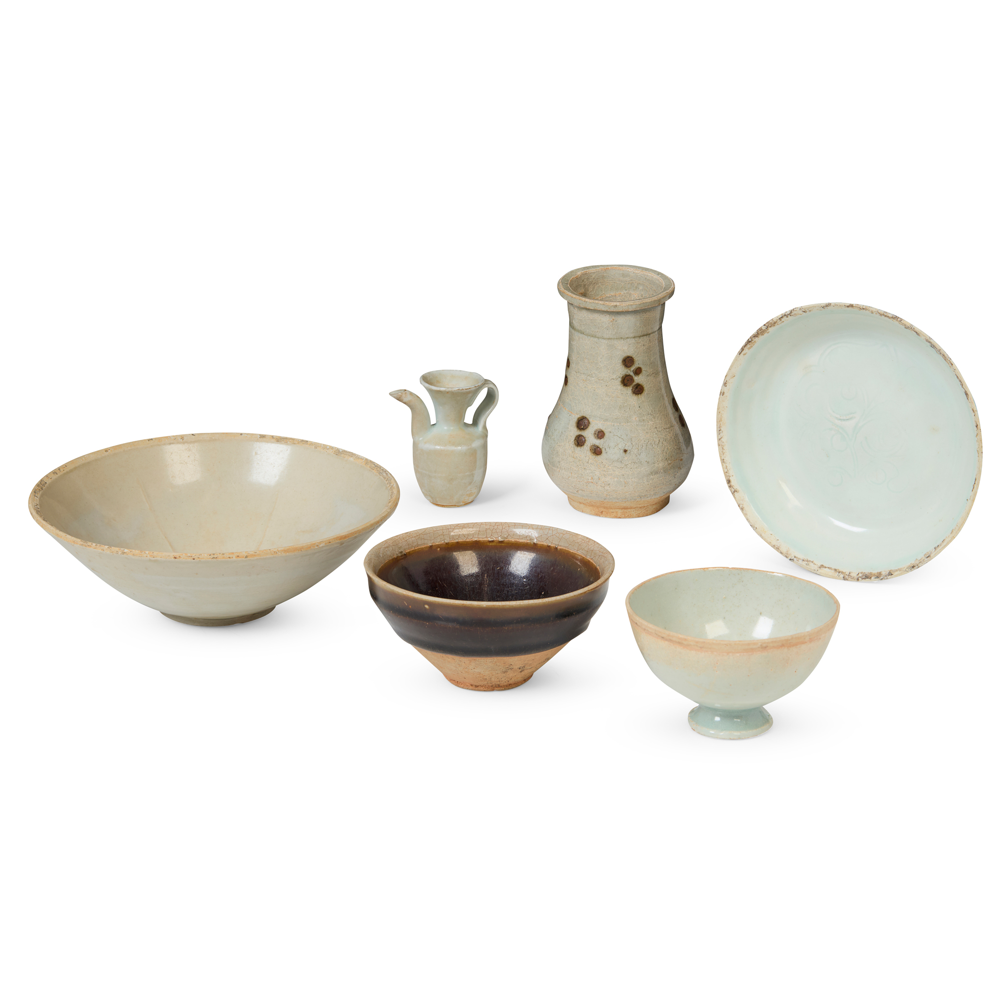 GROUP OF SIX MONOCHROME WARES