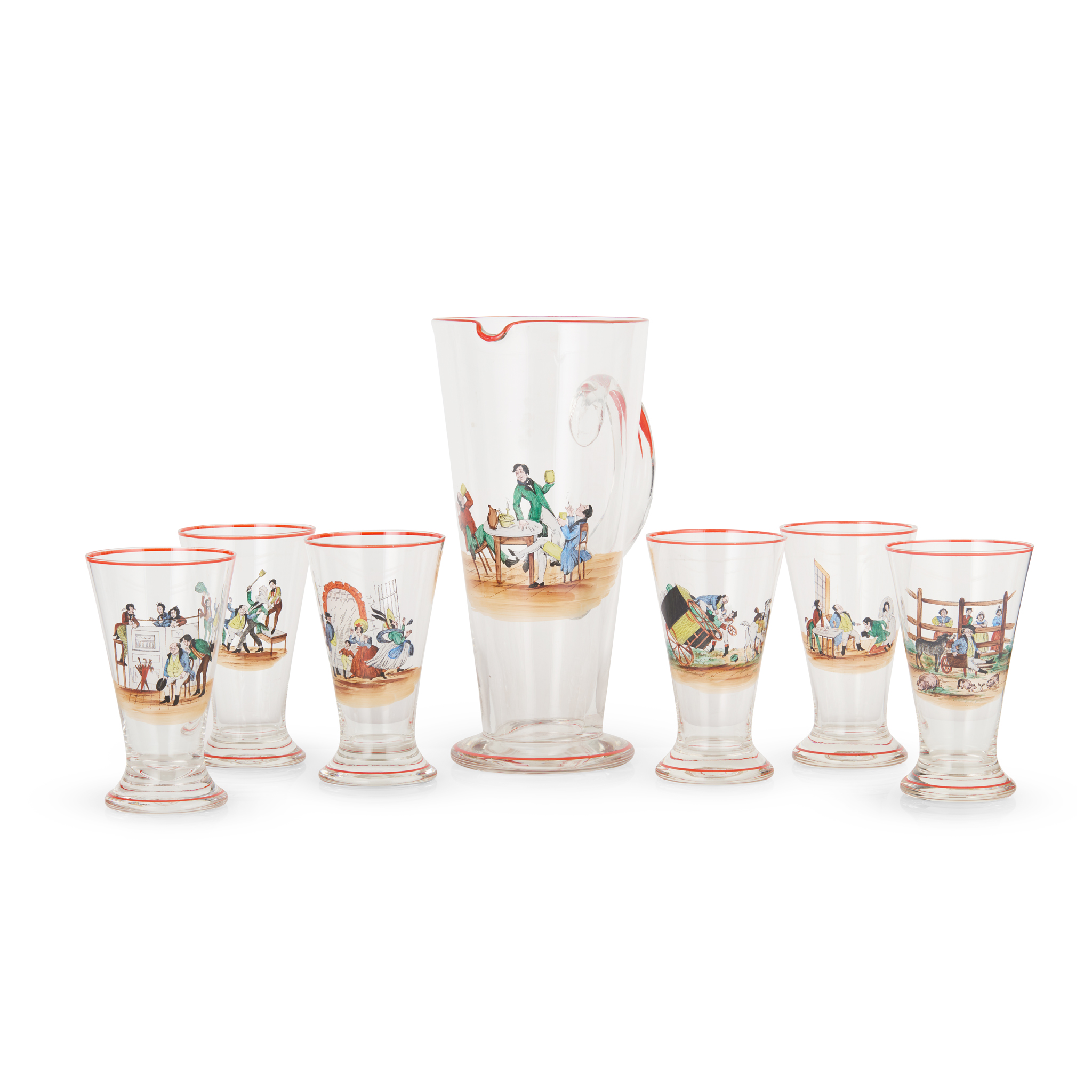 ART DECO LEMONADE SET AND TRAY, OF CHARLES DICKENS 'PICKWICK PAPERS' INTEREST