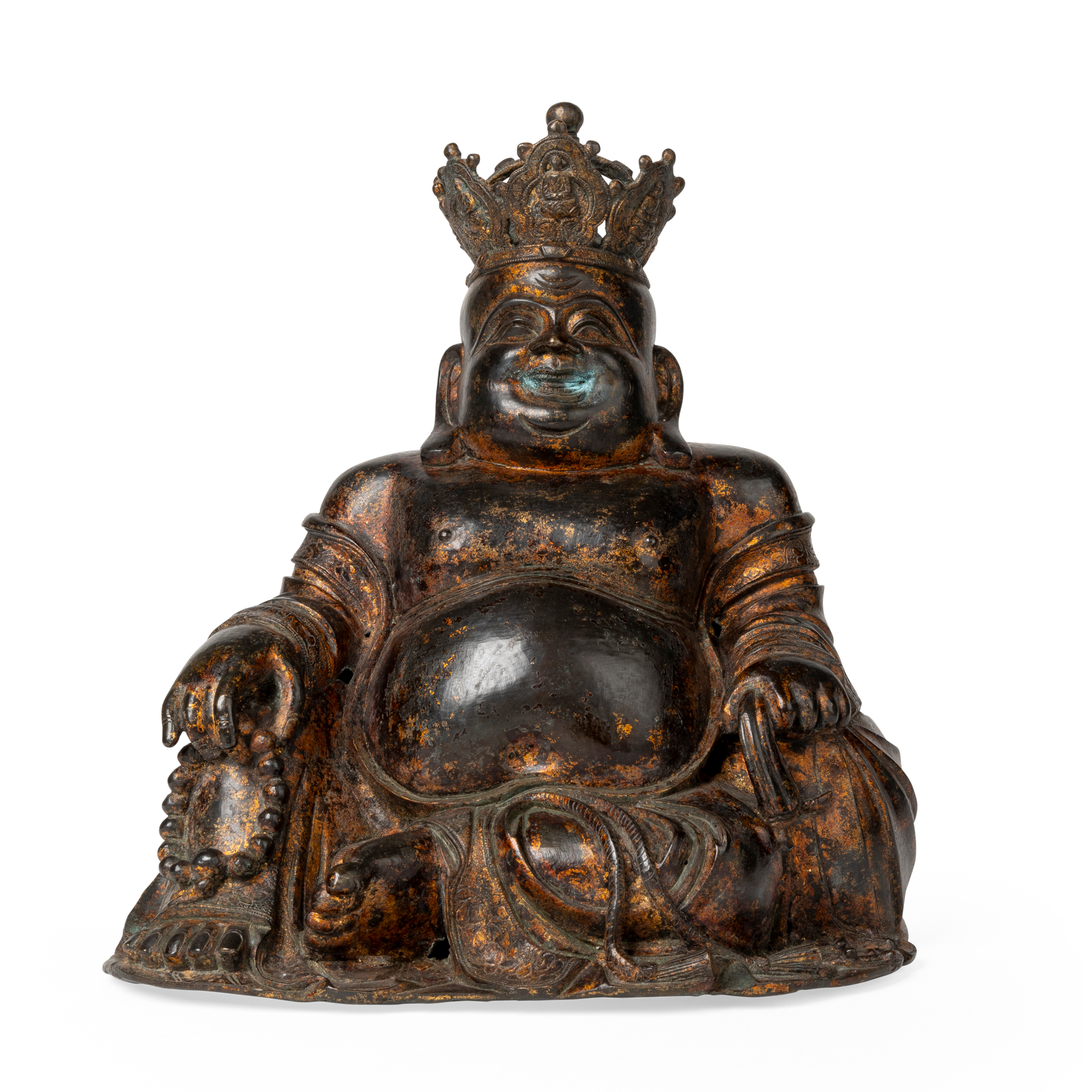 GILT-LACQUERED BRONZE FIGURE OF BUDAI