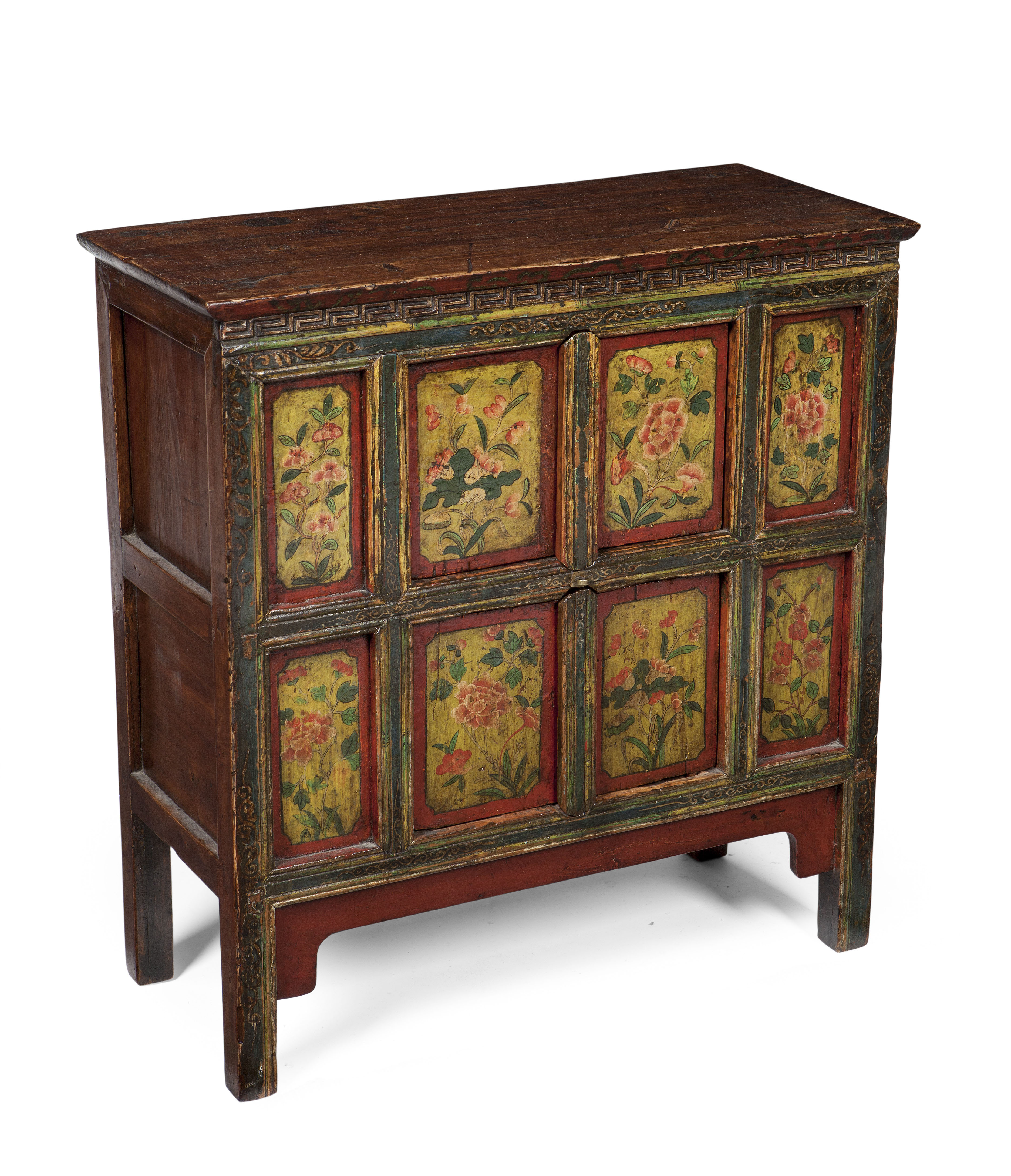 SMALL TIBETAN PAINTED SIDE CABINET