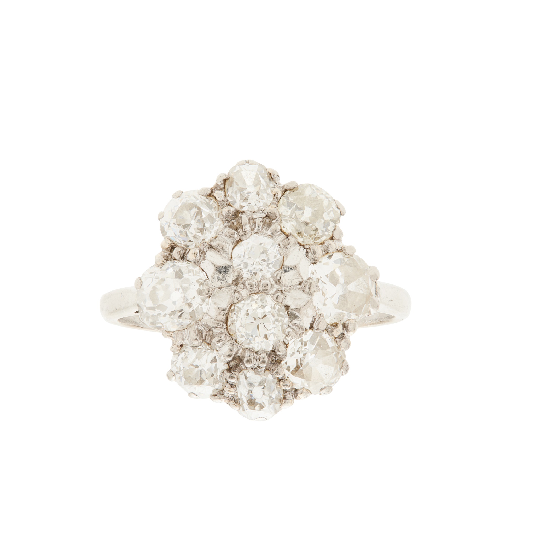A diamond set cluster ring