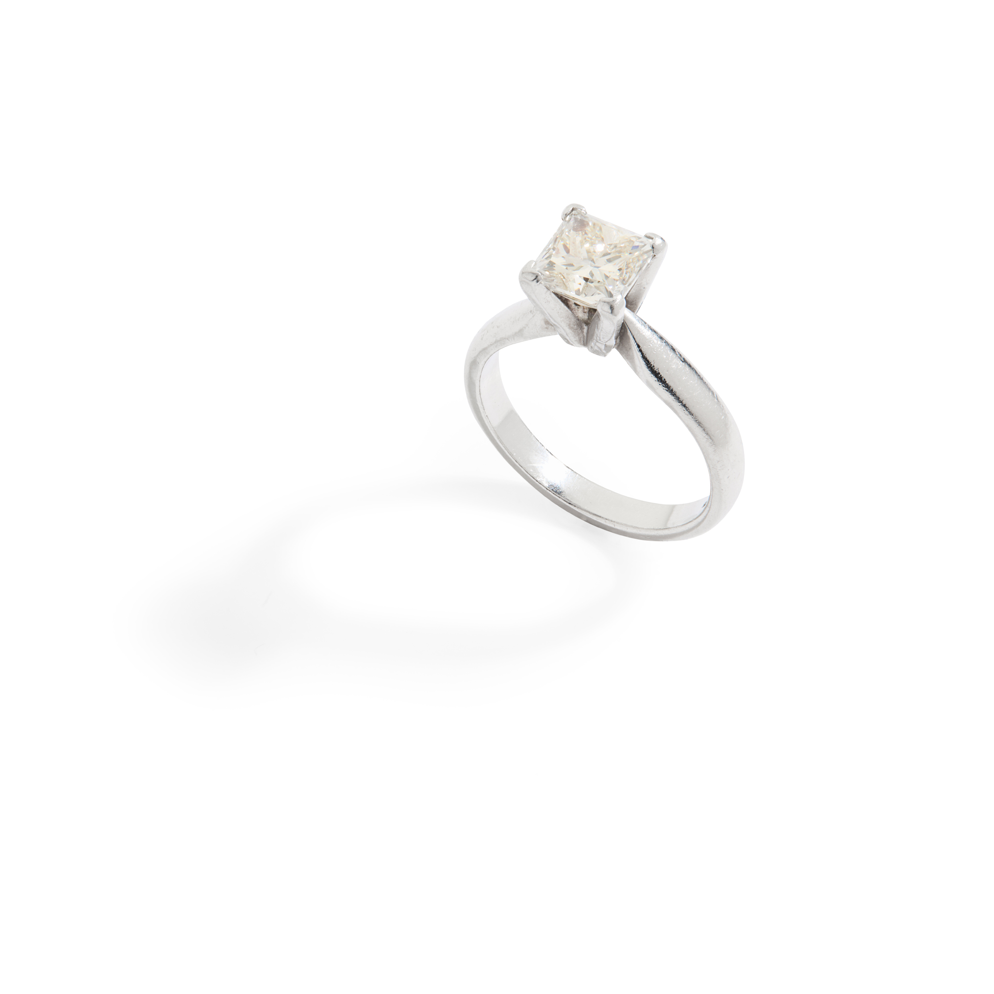 A platinum diamond single-stone ring