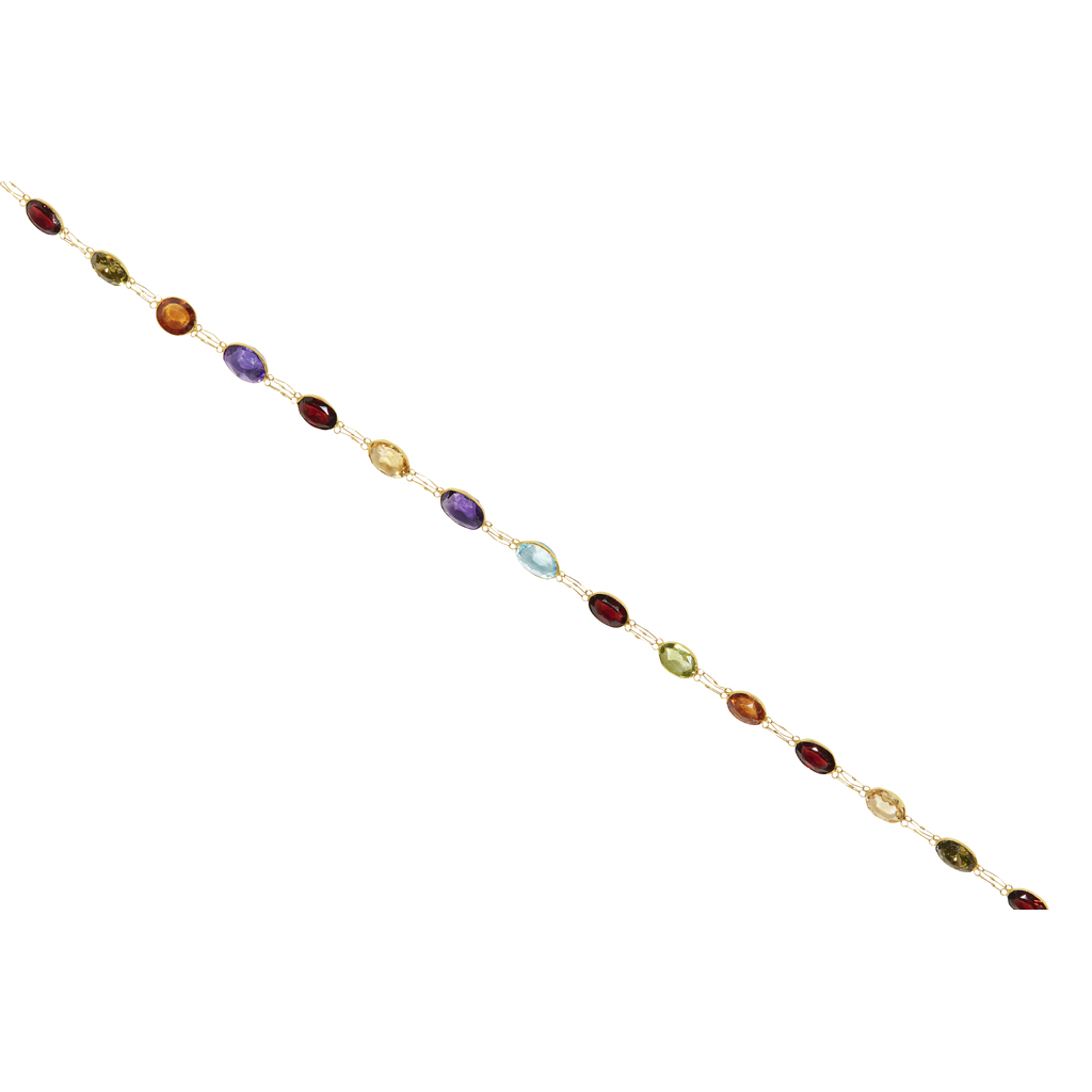 A multi-gem set necklace