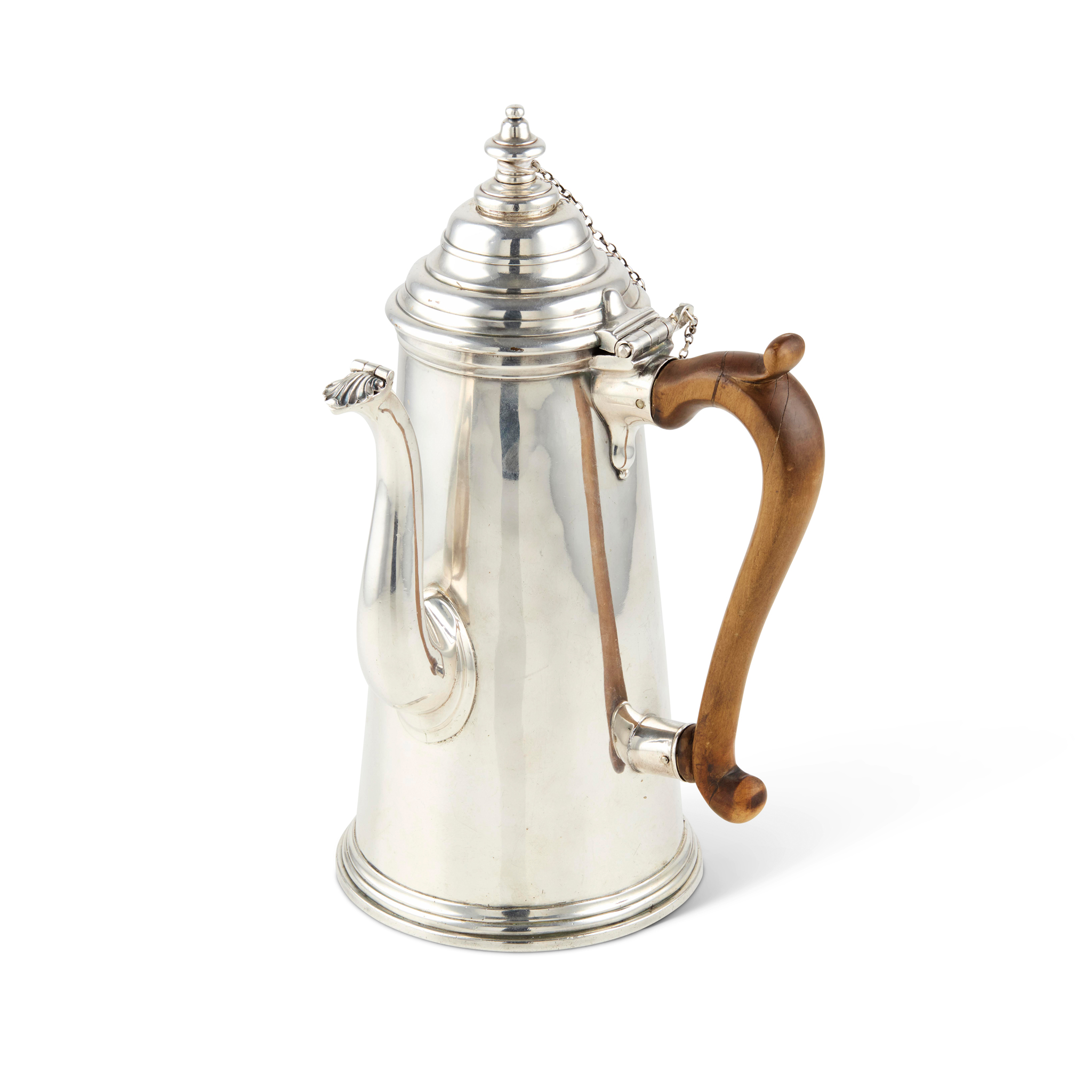 A QUEEN ANNE BRITTANIA STANDARD CHOCOLATE POT