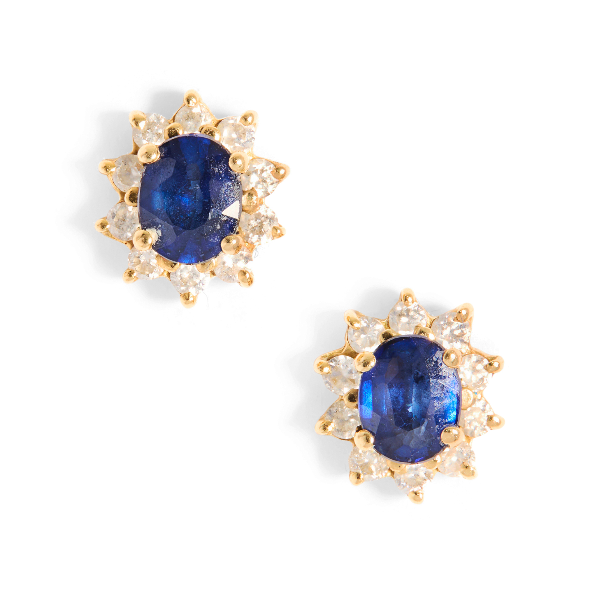 A pair of sapphire and diamond cluster earrings