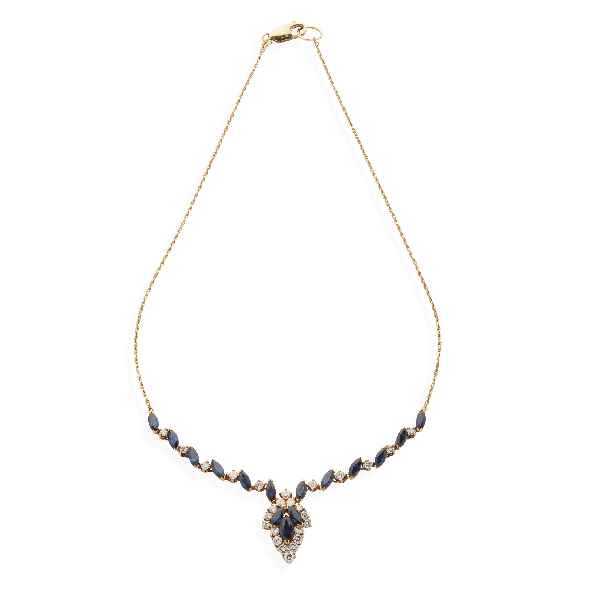 An 18ct gold sapphire and diamond necklace