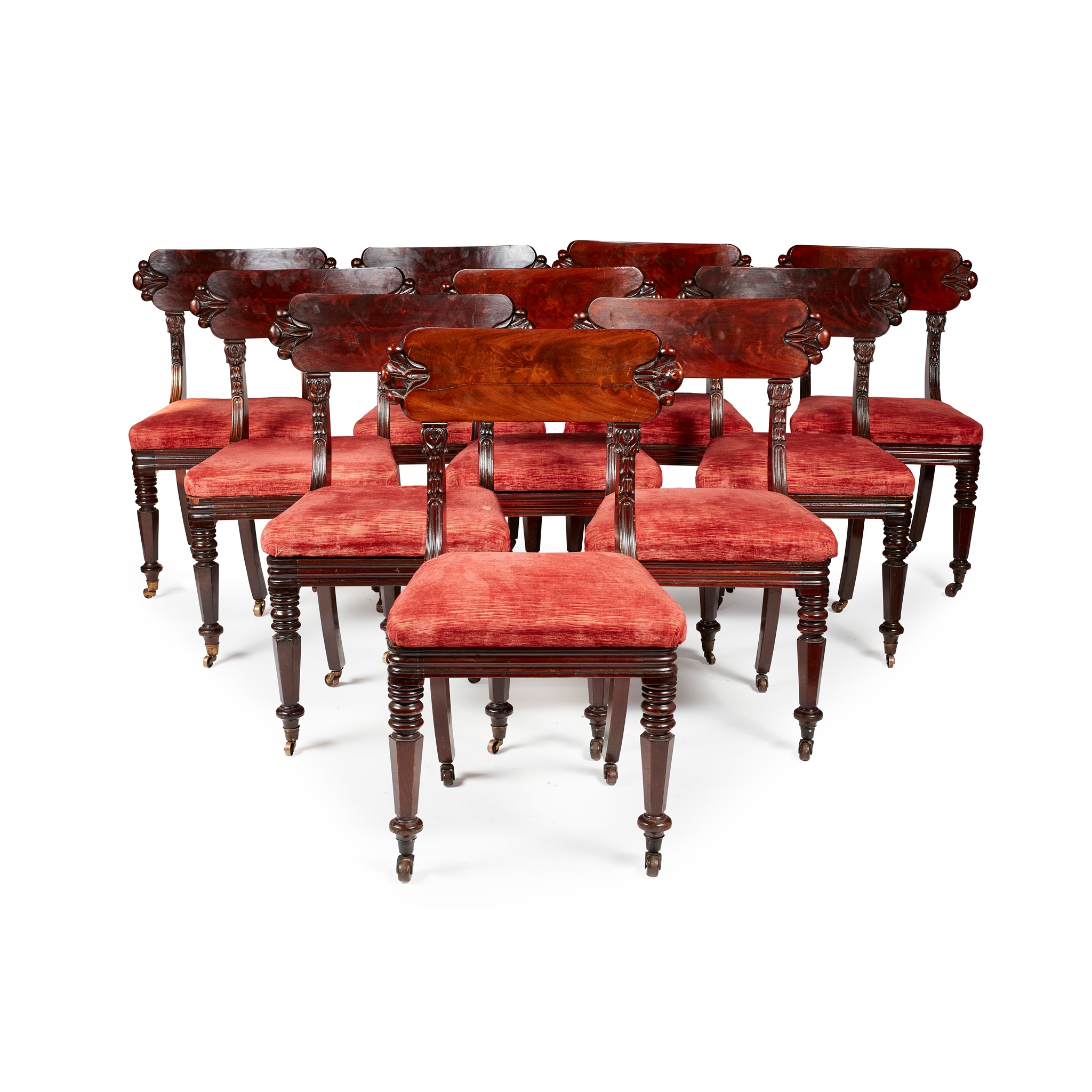 SET OF TWELVE SCOTTISH REGENCY MAHOGANY DINING CHAIRS