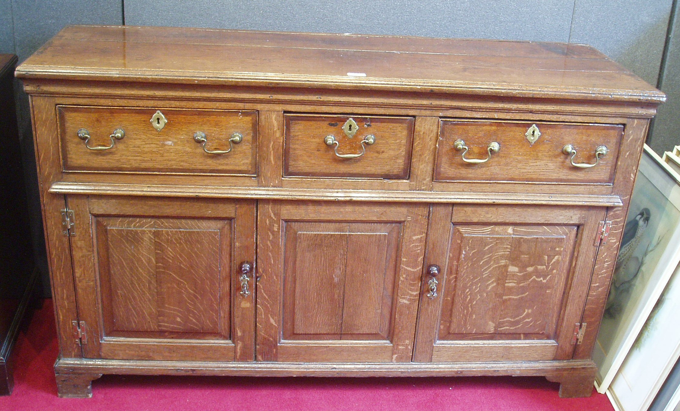 A George III oak dresser base,