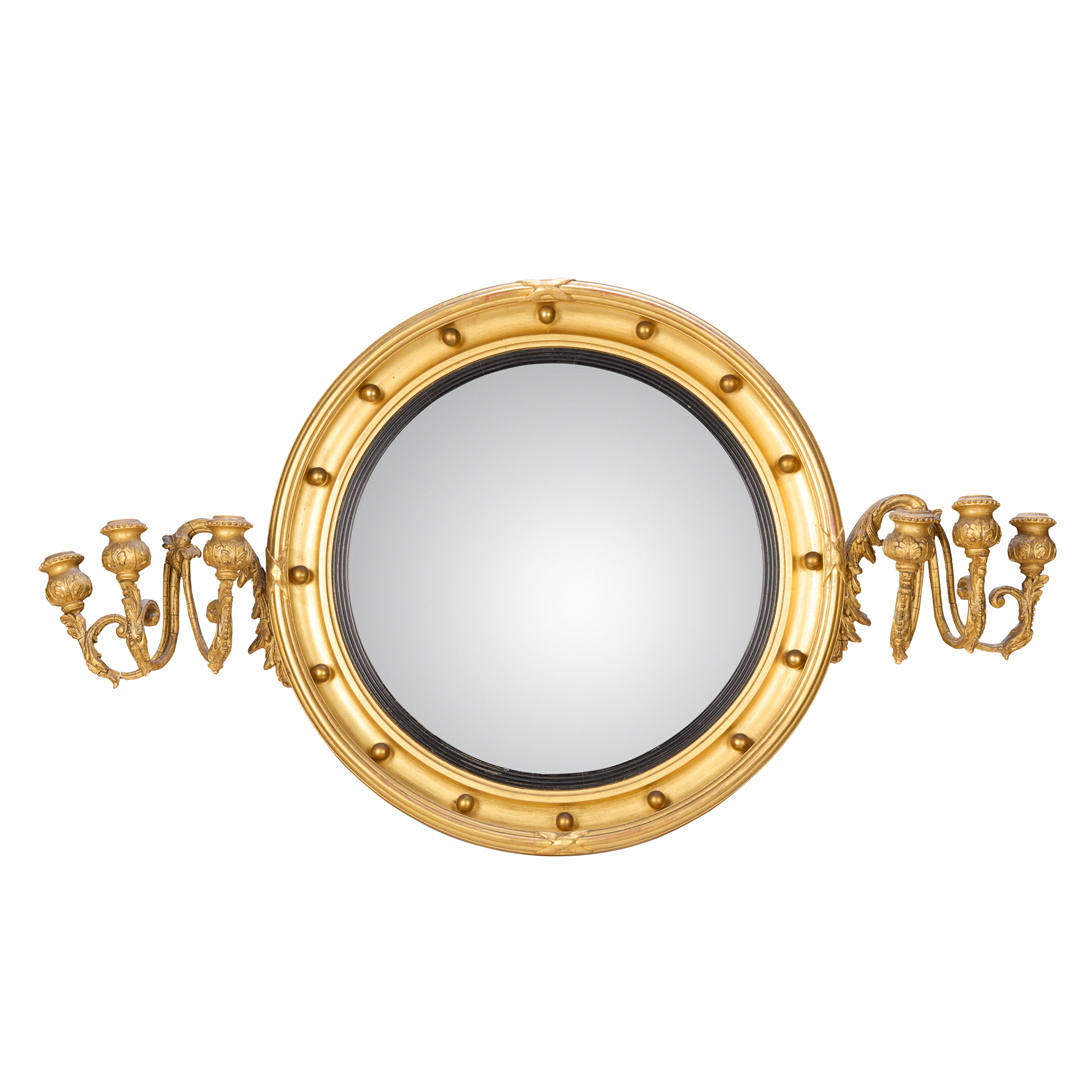 WILLIAM IV GILTWOOD CONVEX GIRANDOLE MIRROR