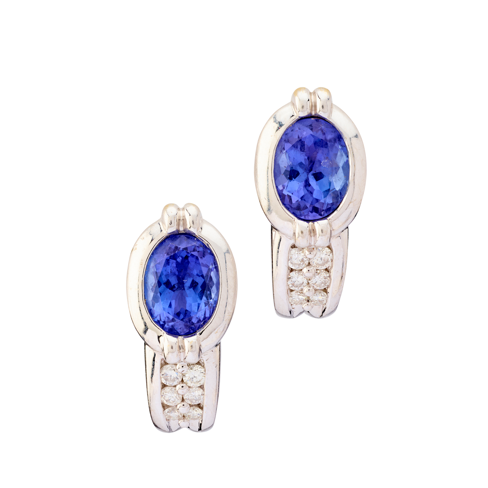 A pair of Tanzanite and diamond earrings