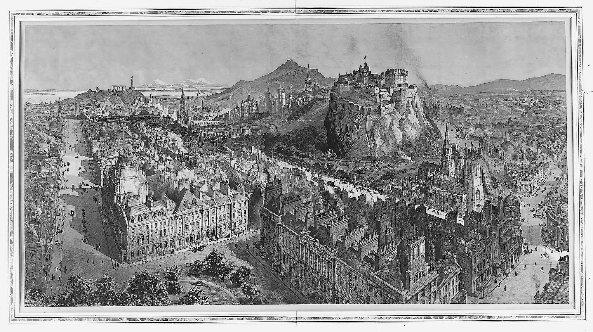 A PANORAMIC VIEW OF EDINBURGH AND THE CASTLE FROM CHARLOTTE SQUARE