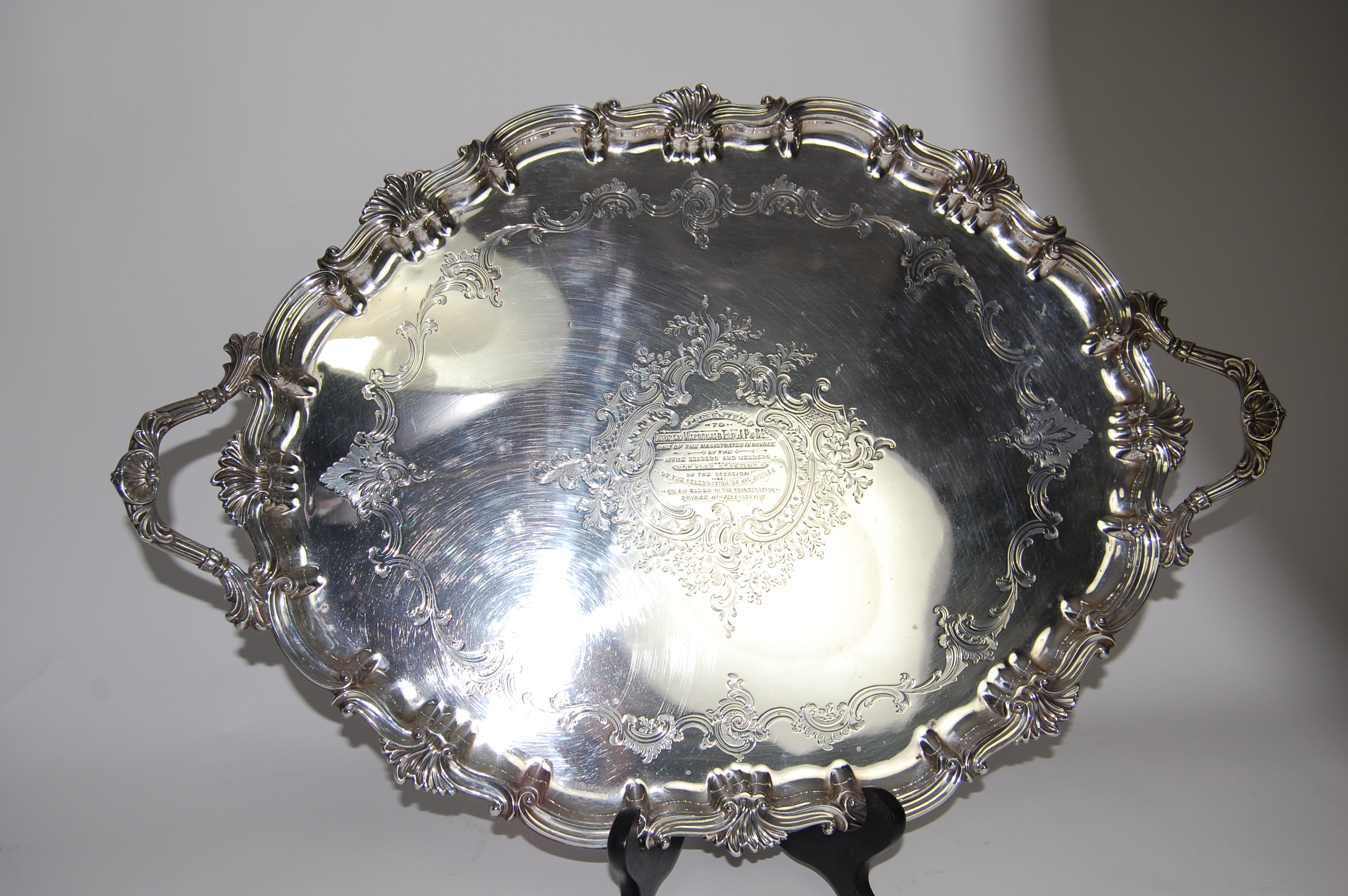 A late Victorian twin handled butlers tray