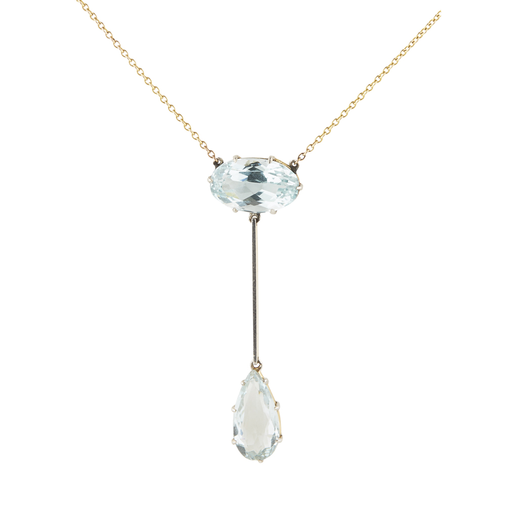 An early 20th century aquamarine set pendant