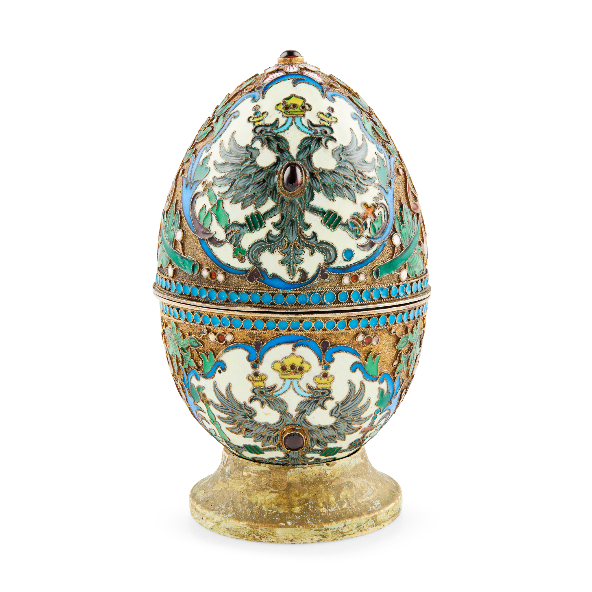 A 19TH CENTURY RUSSIAN CLOISONNÉ EGG