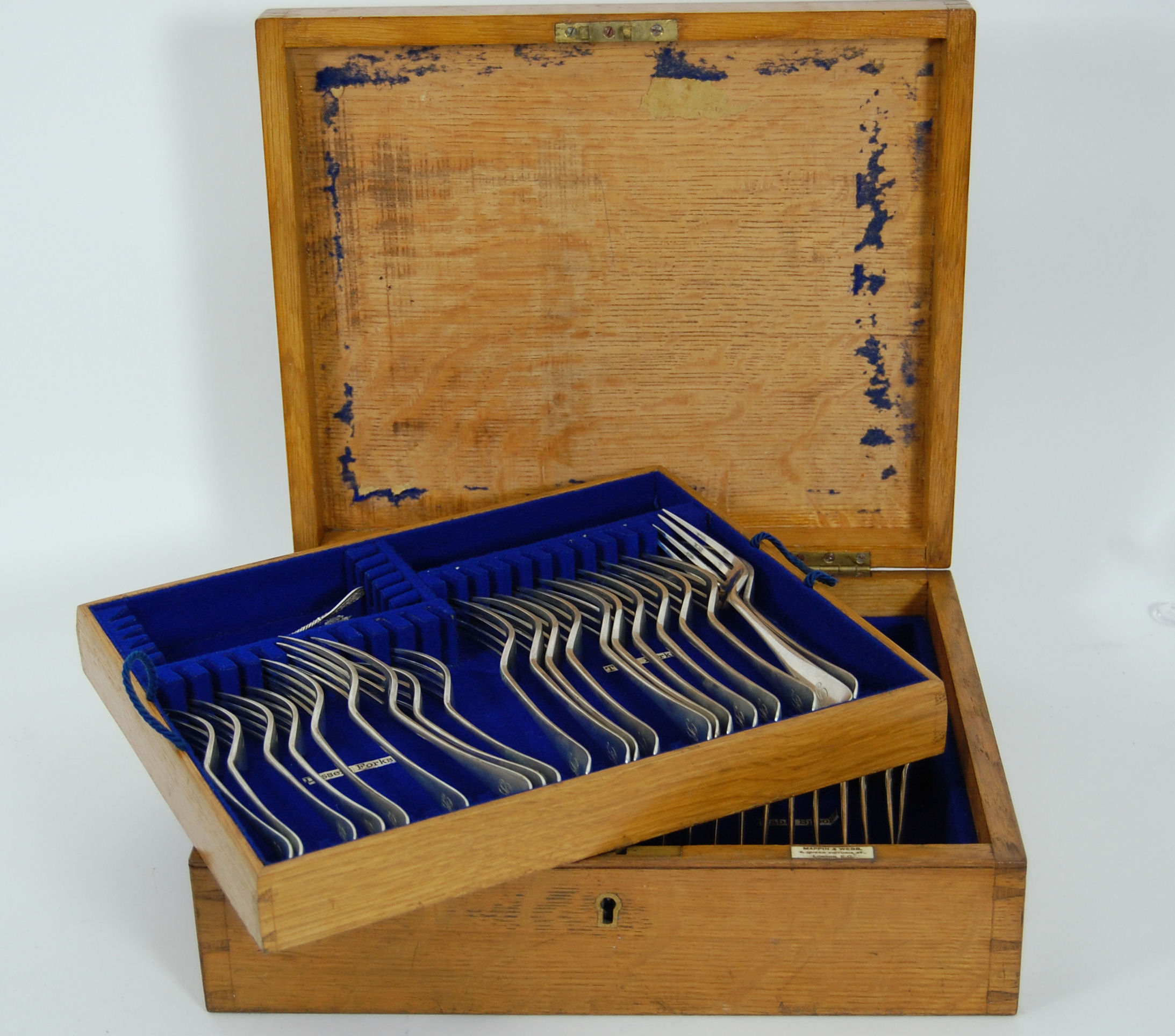 A cased part set of Hanoverian pattern flatware