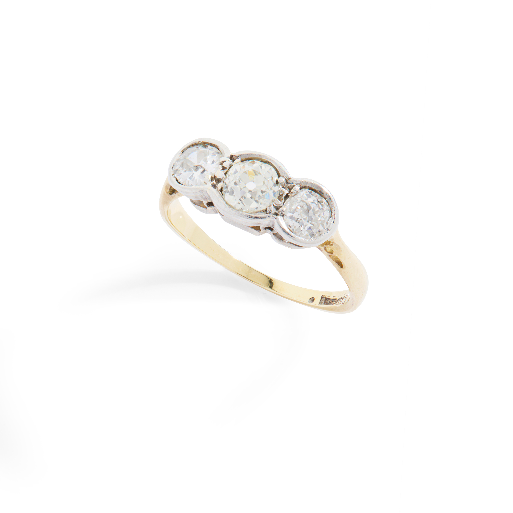 A diamond three-stone ring