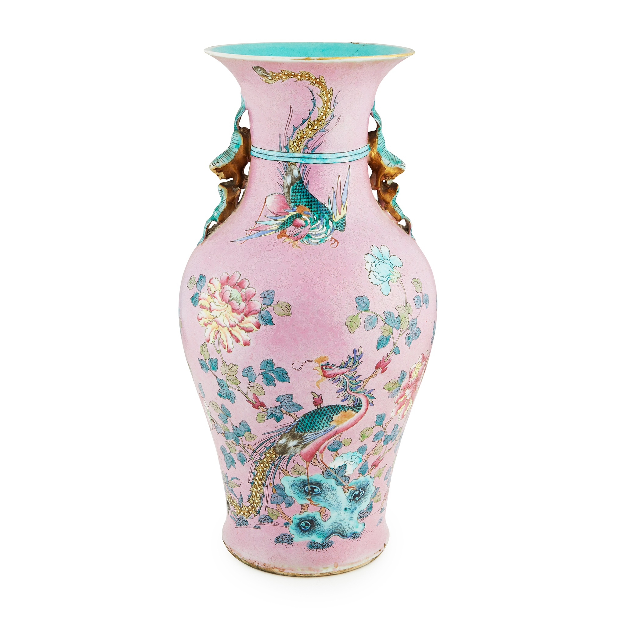 FAMILLE ROSE BALUSTER VASE