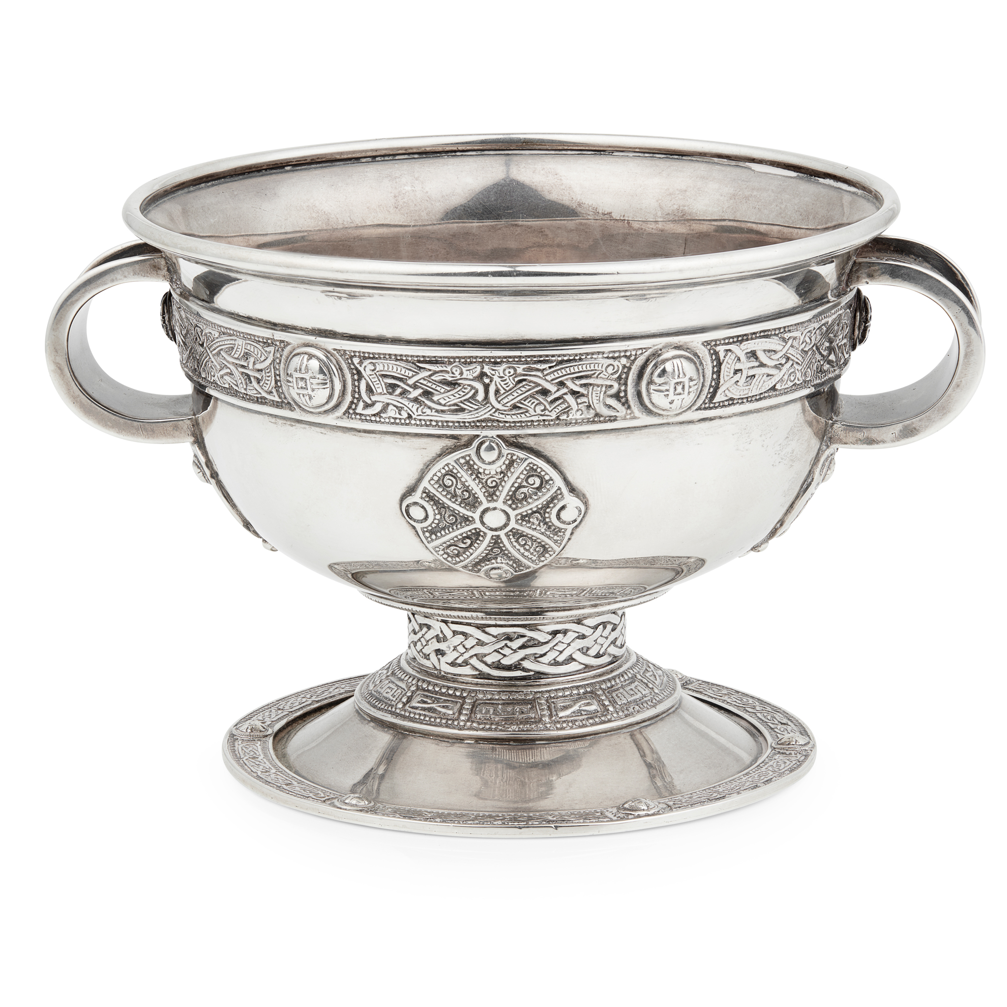 A late Victorian Celtic style twin-handled bowl