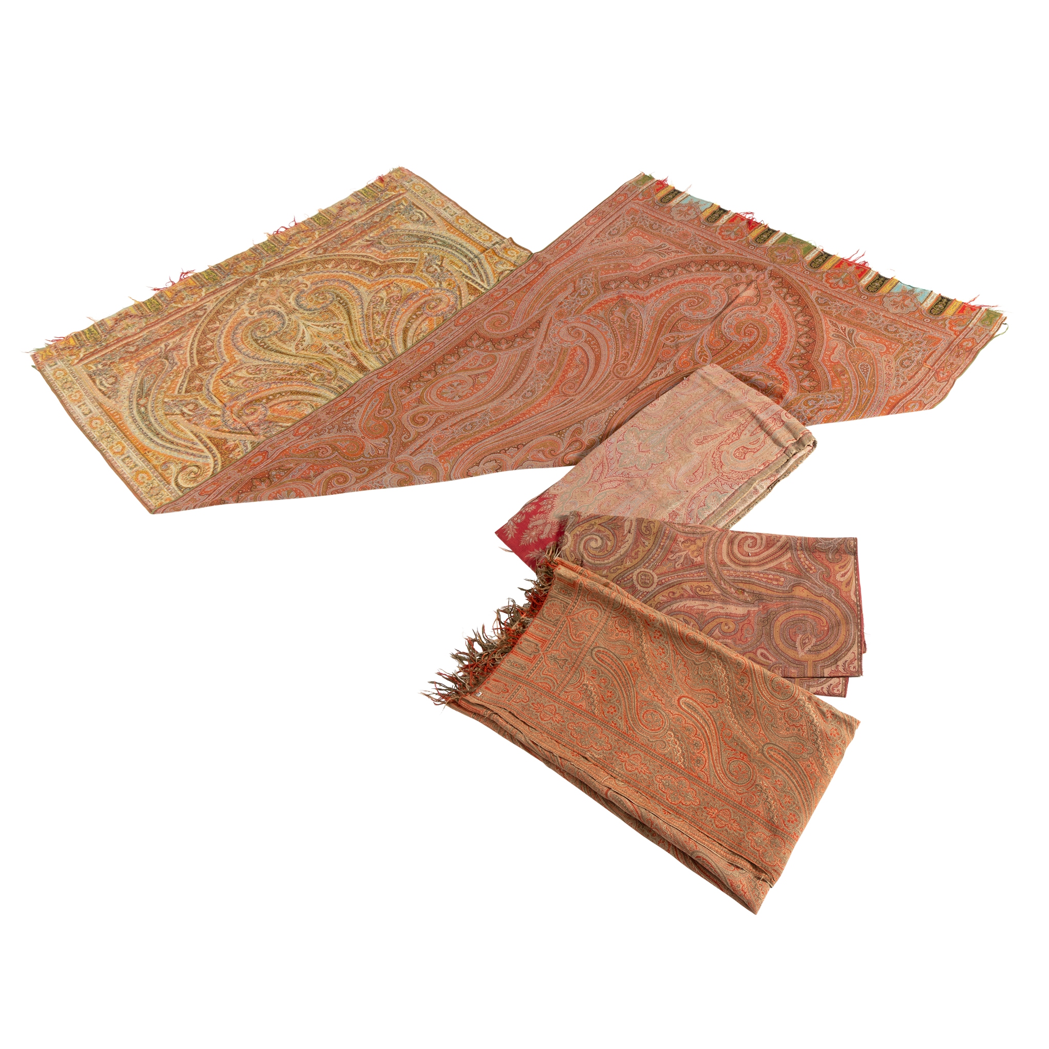A COLLECTION OF FOUR PAISLEY SHAWLS