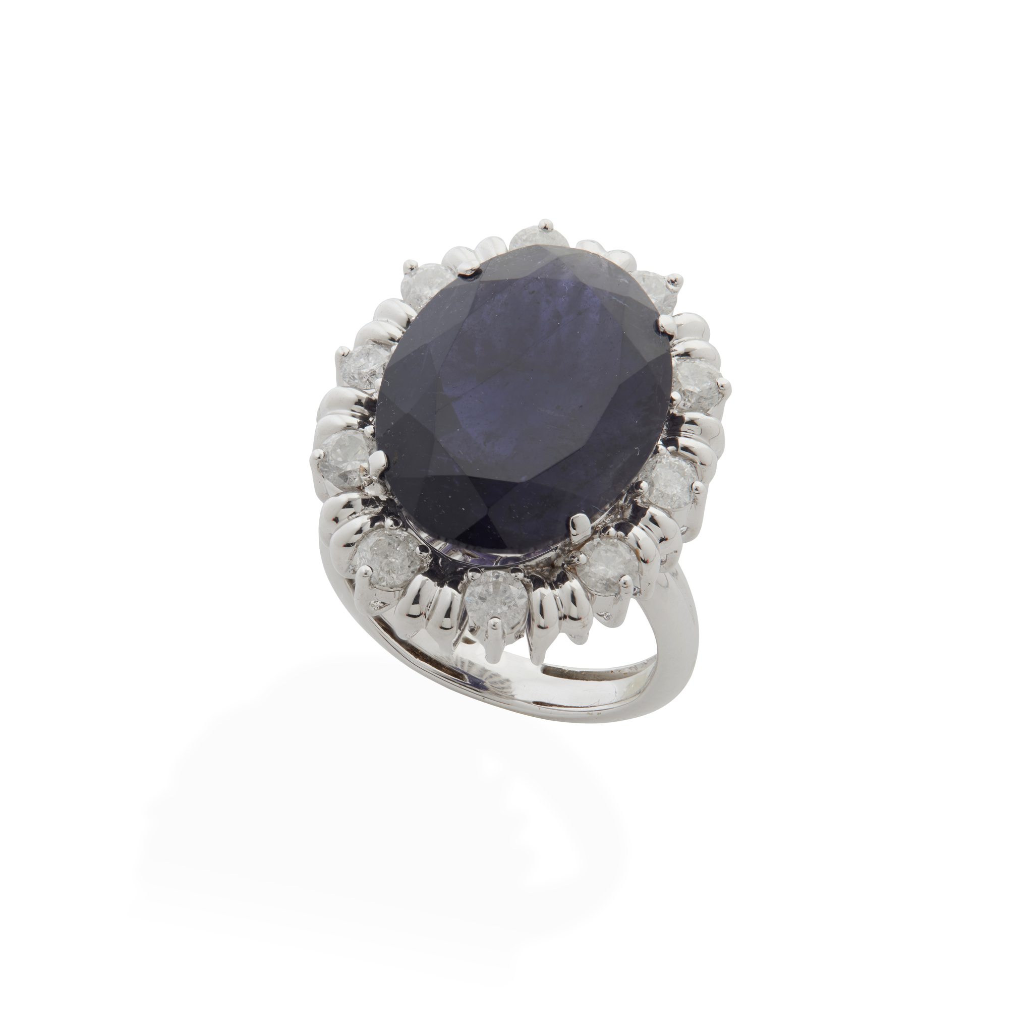 A sapphire and diamond cocktail ring