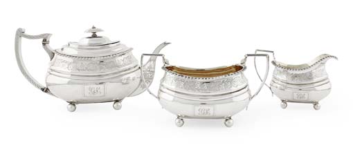 A Scottish George III three piece tea set