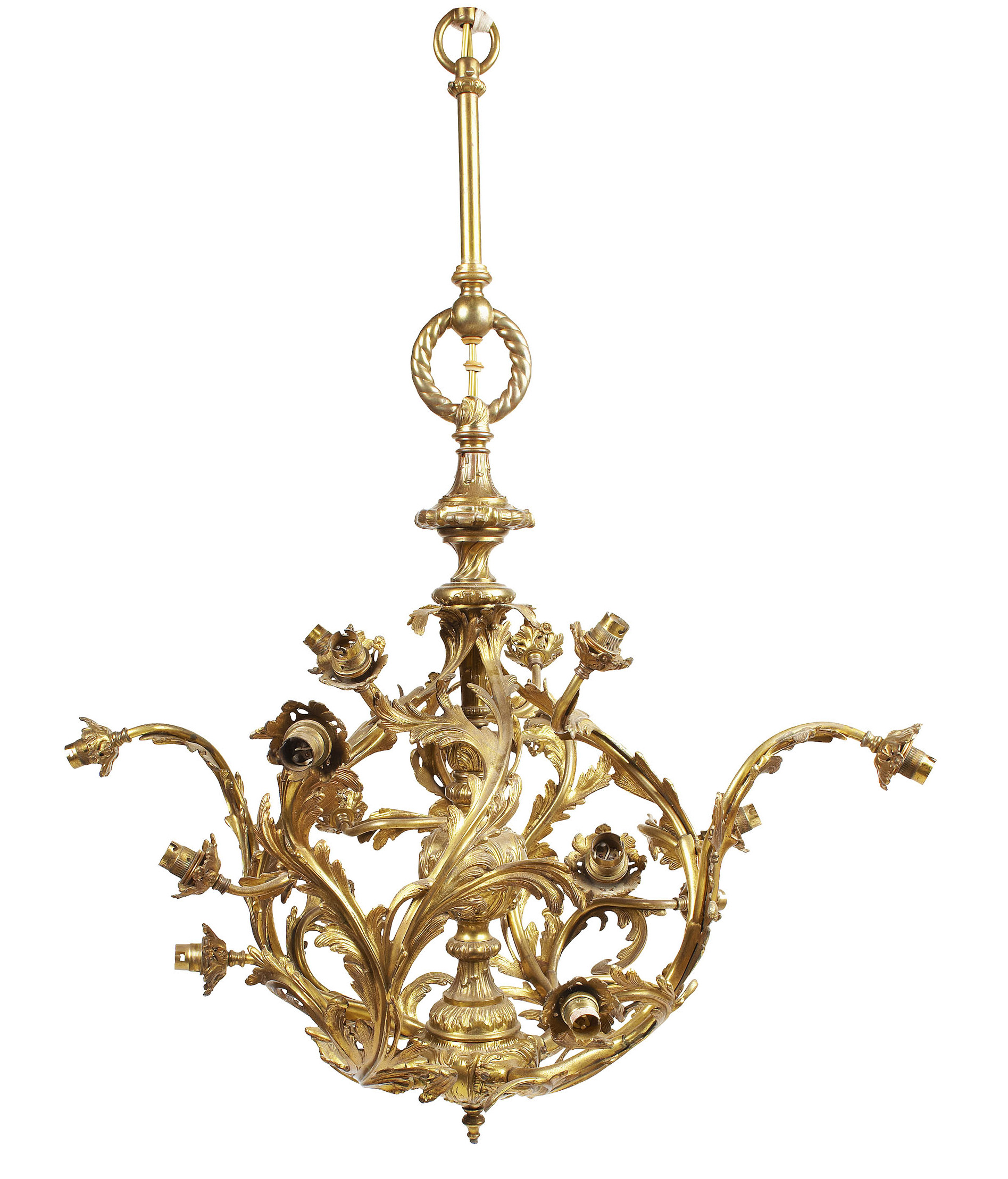 PAIR OF LOUIS XV STYLE GILT METAL CHANDELIERS