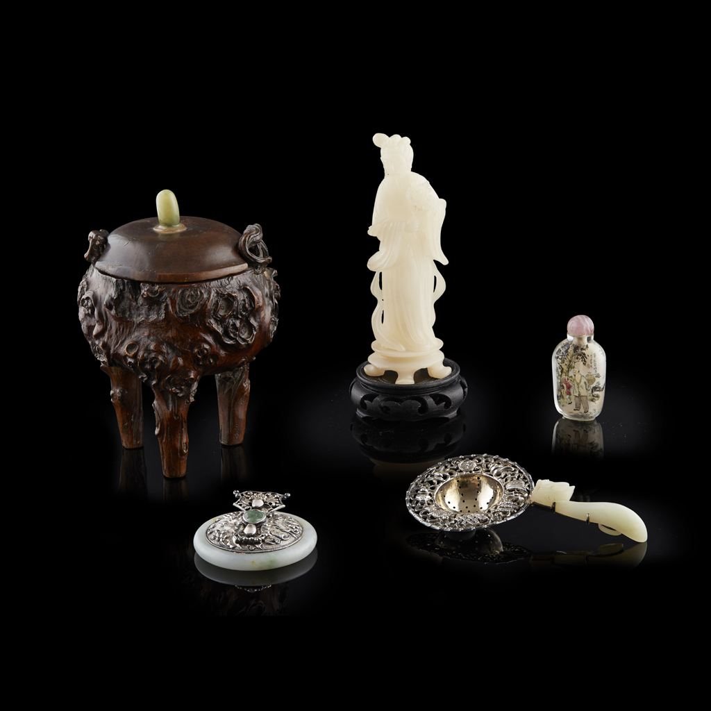 JADE AND SILVER MOUNTED MIRROR