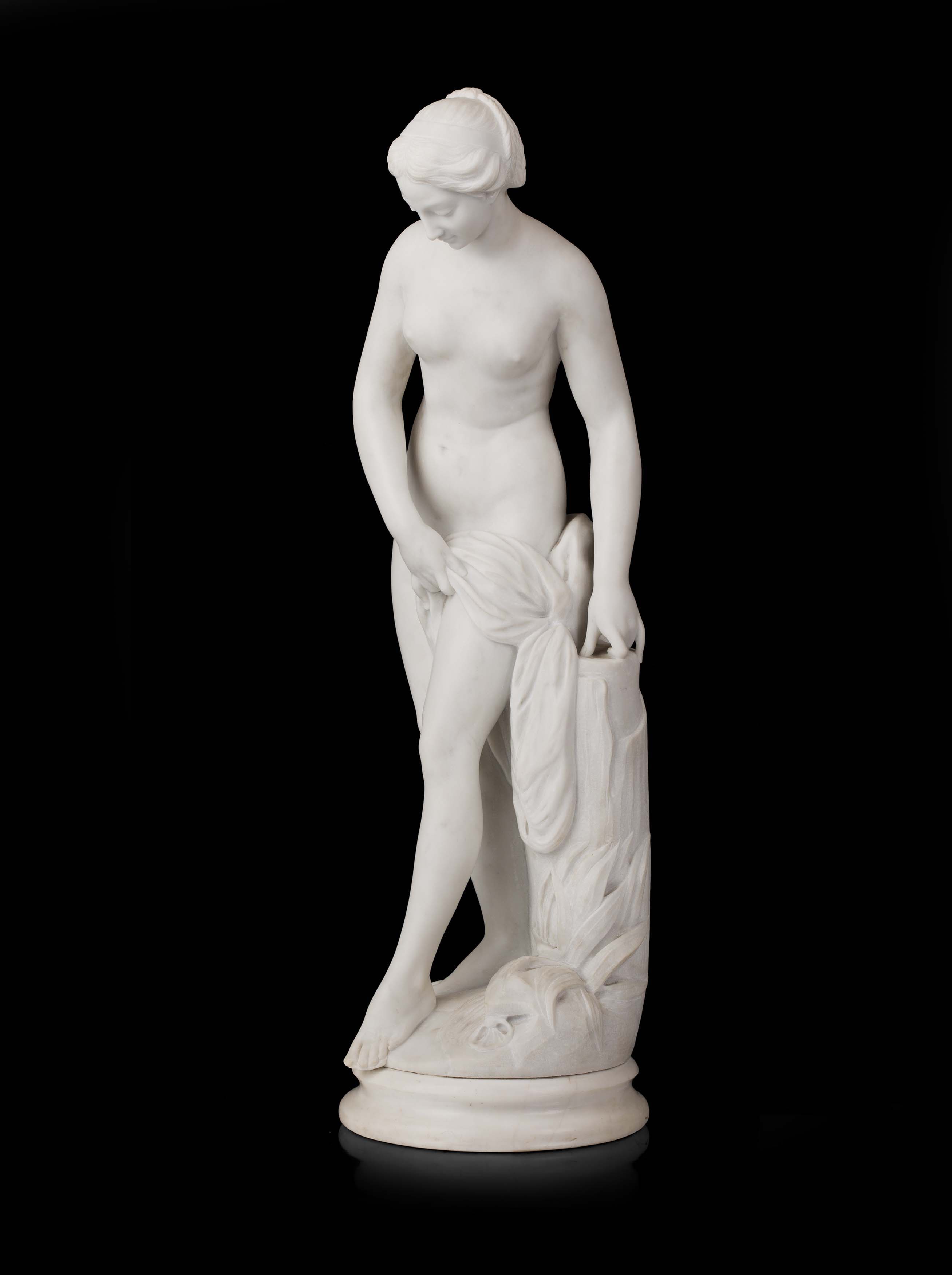 CARVED WHITE MARBLE FIGURE