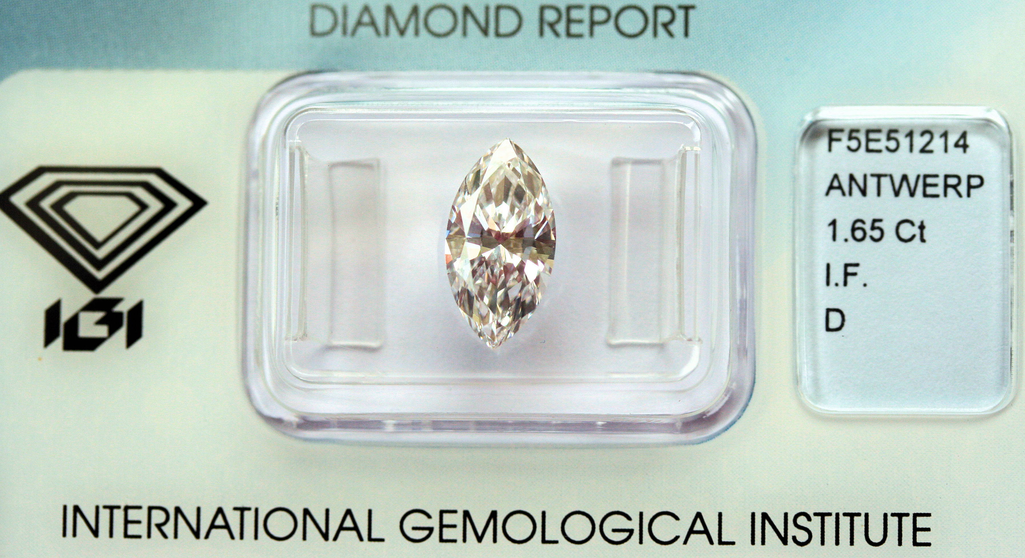 An unmounted marquise cut diamond