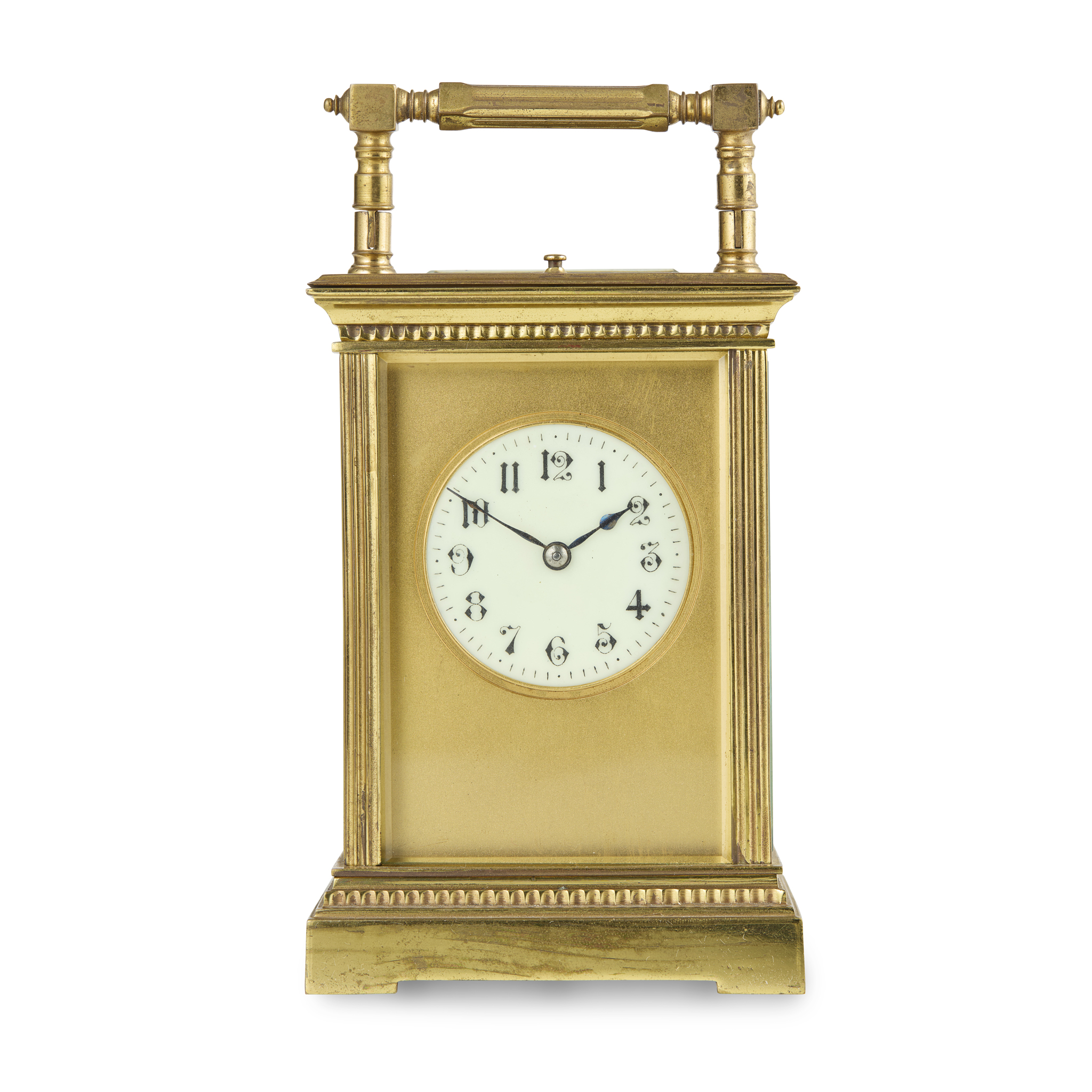 FRENCH LACQUERED BRASS REPEATING CARRIAGE CLOCK