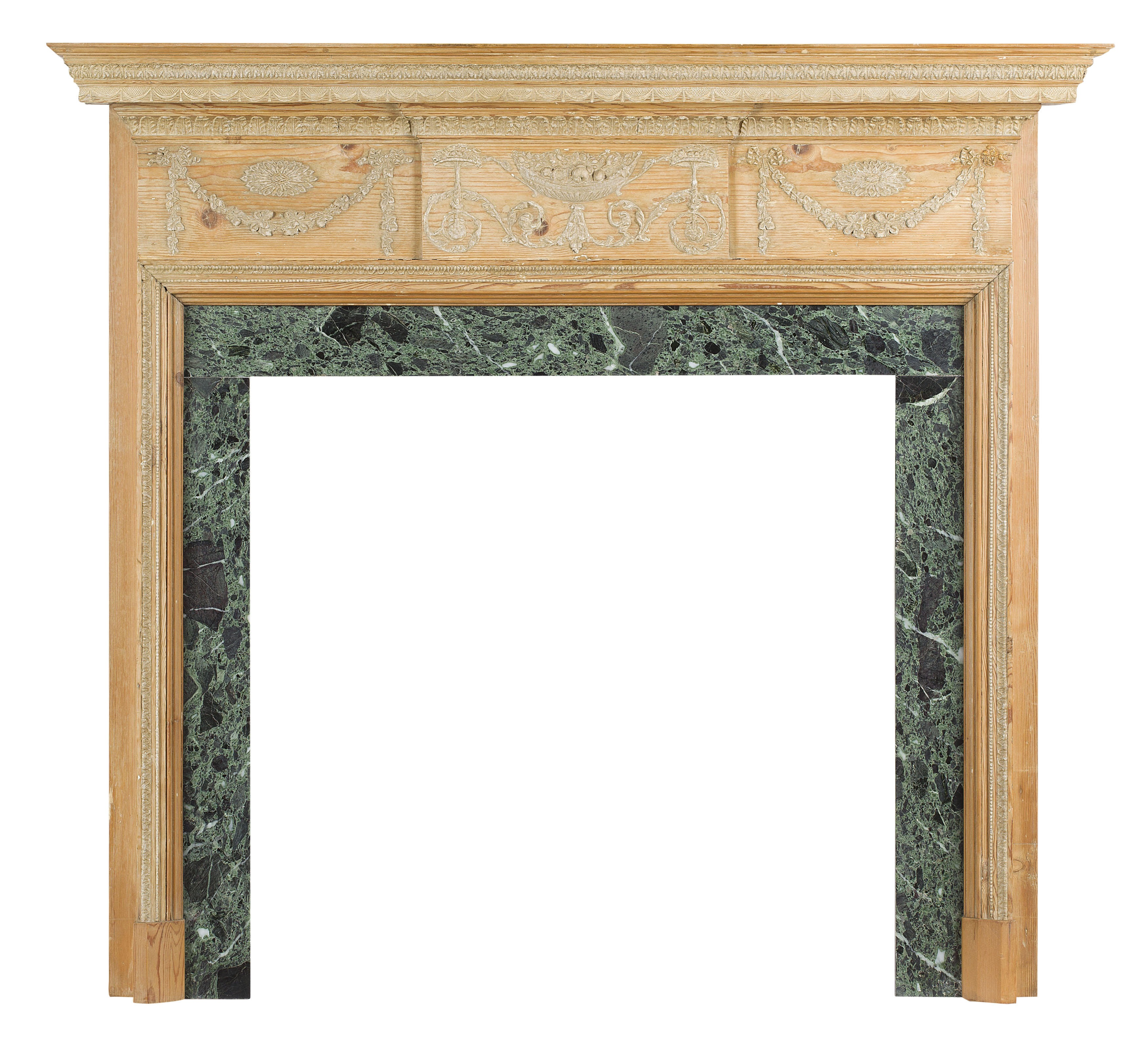 REGENCY STRIPPED PINE AND GESSO FIRE SURROUND