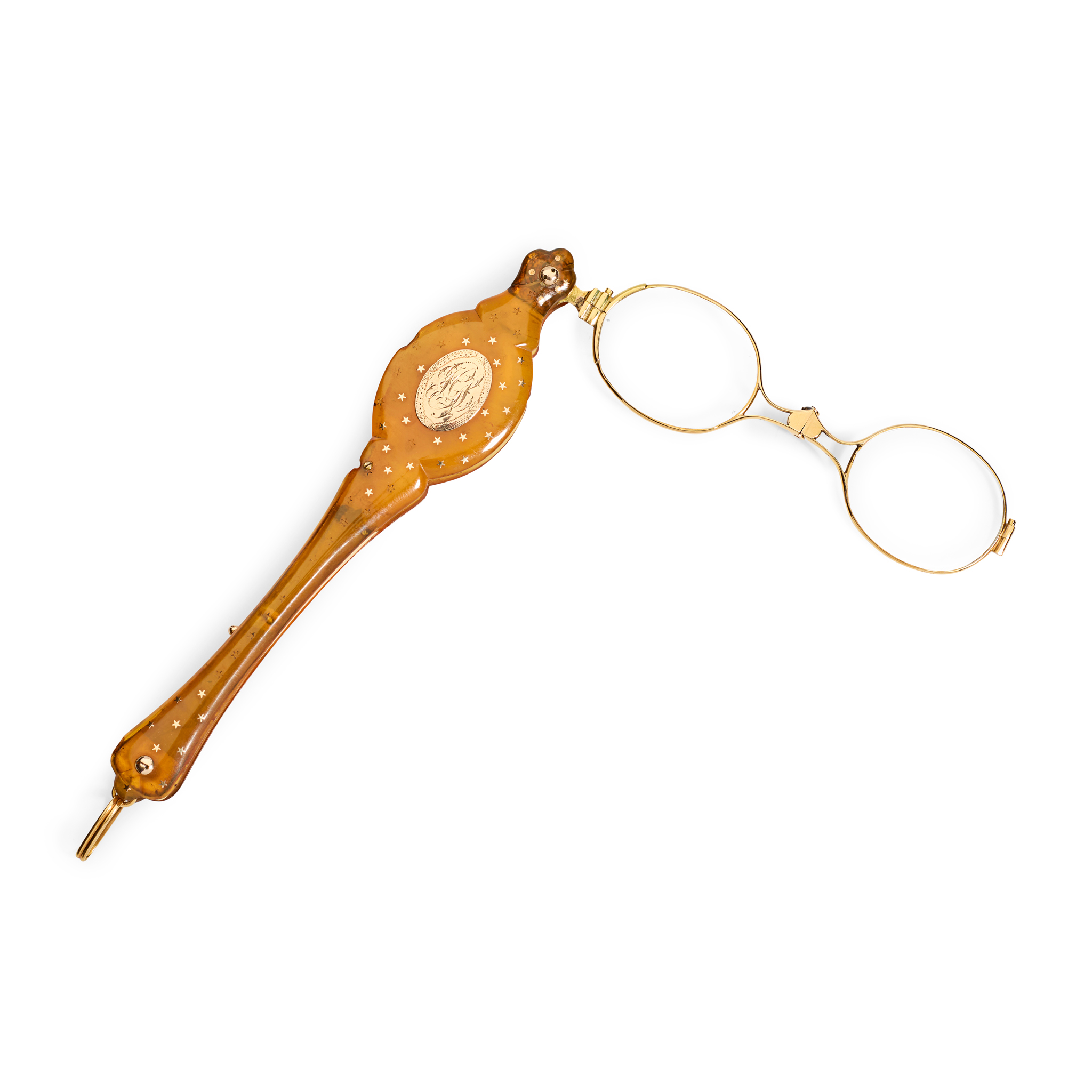 A pair of French tortoiseshell lorgnettes
