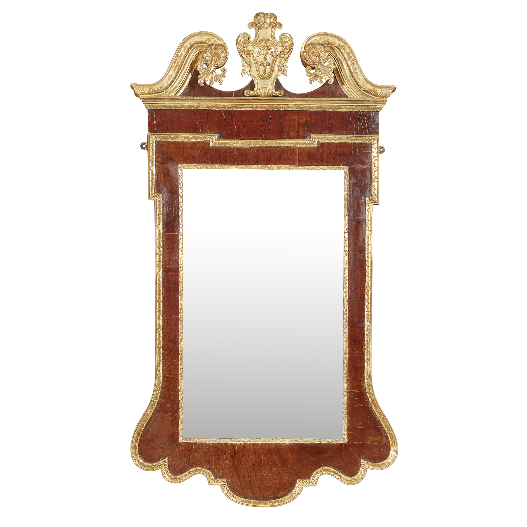 GEORGE II MAHOGANY AND GILTWOOD PIER MIRROR