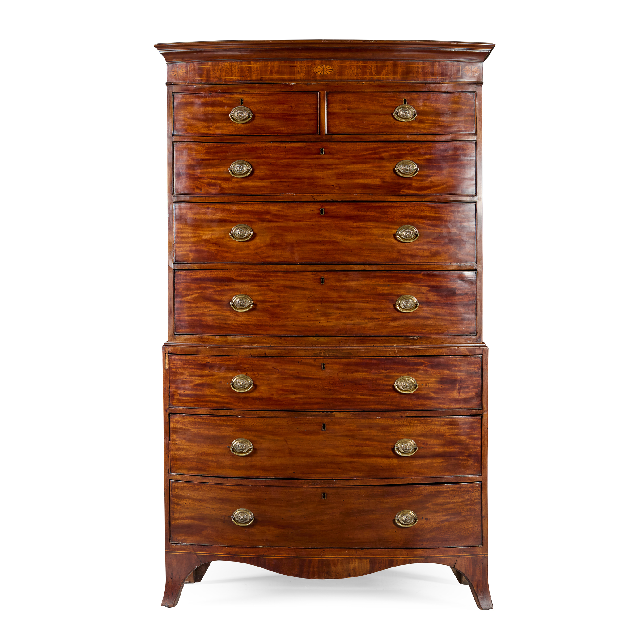 REGENCY MAHOGANY BOWFRONT CHEST-ON-CHEST