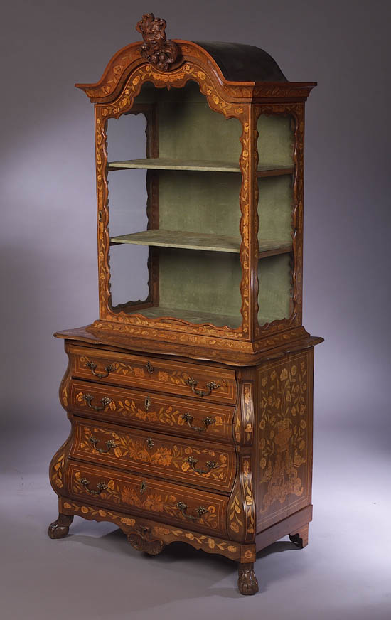 A 19th century mahogany and marquetry display cabinet