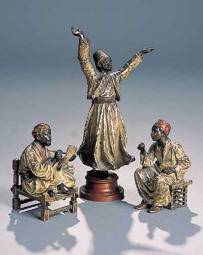 An Austrian cold painted bronze figure of a seated Arab