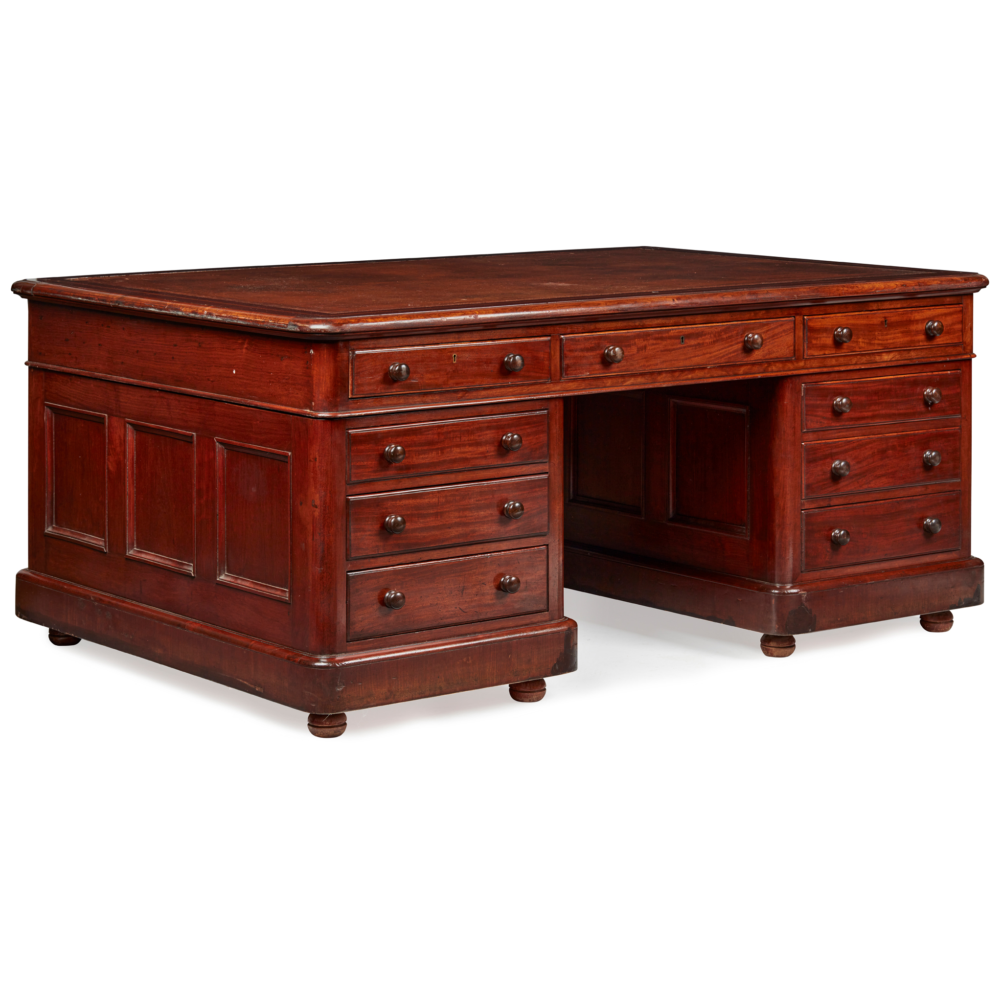 EARLY VICTORIAN LARGE MAHOGANY PARTNER'S DESK