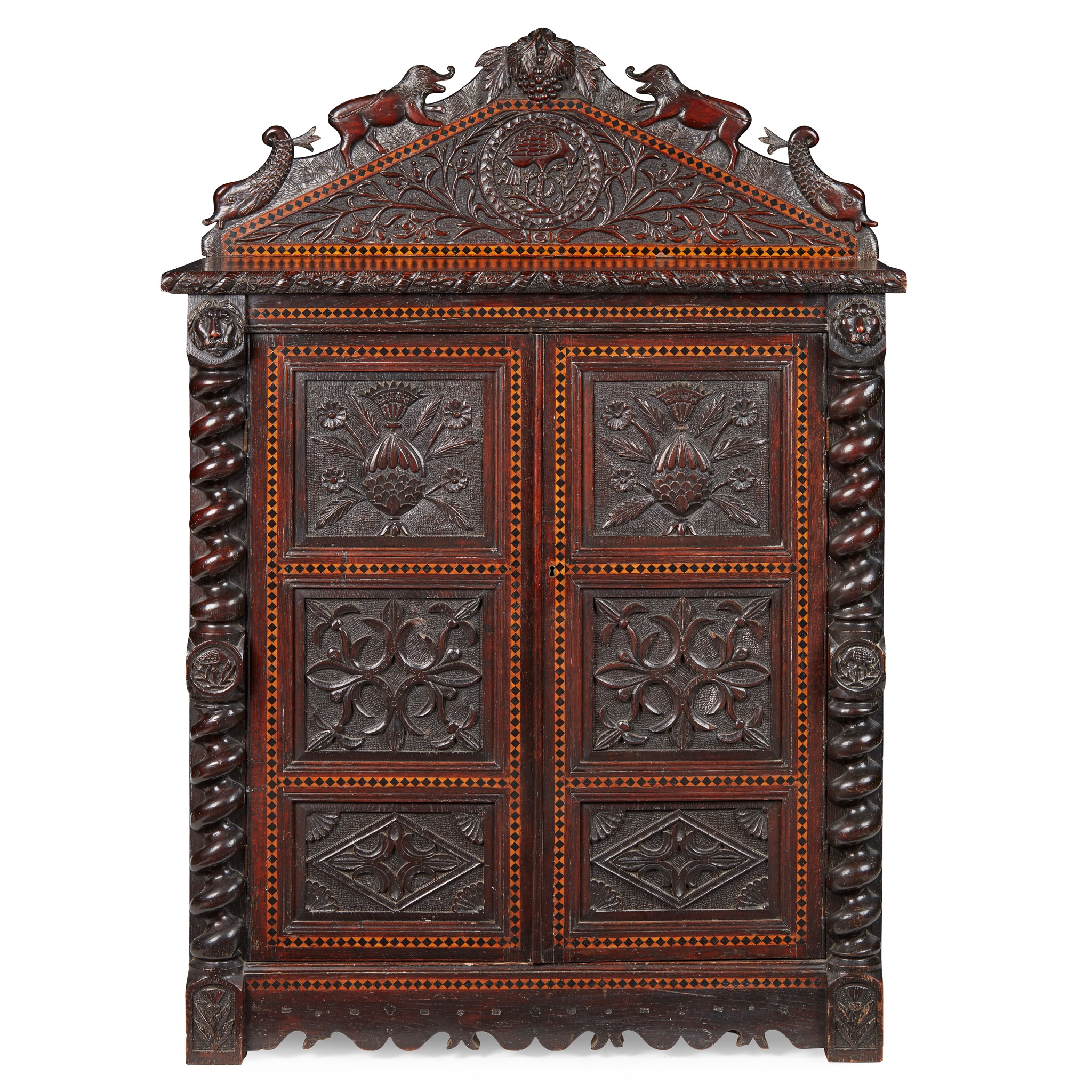 SCOTTISH VERNACULAR CARVED OAK CUPBOARD