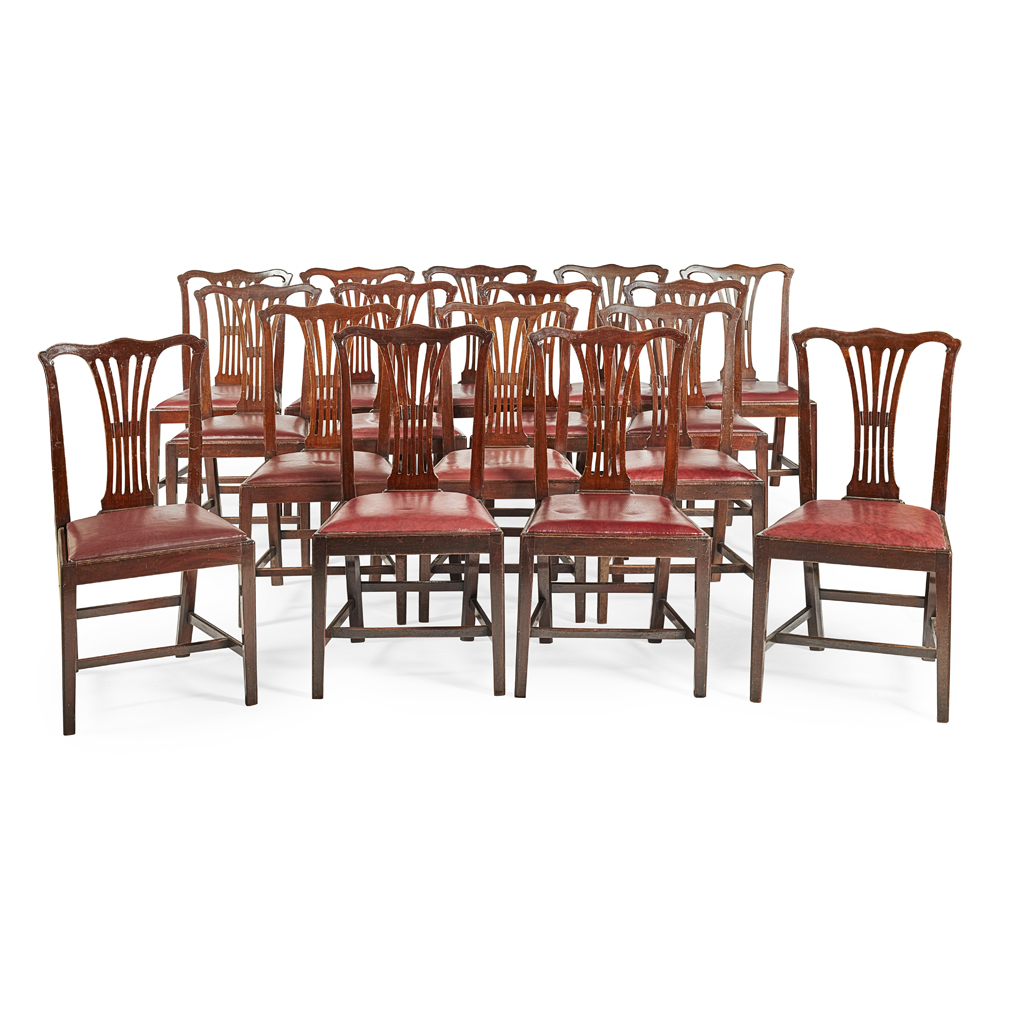 SET OF SIXTEEN GEORGE III STYLE MAHOGANY DINING CHAIRS