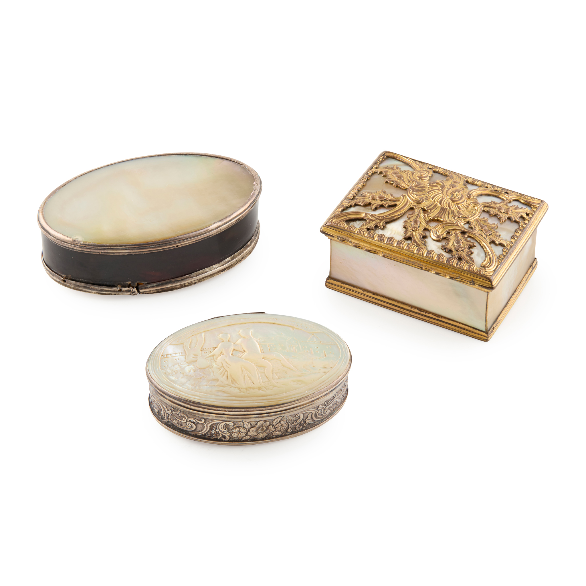A GROUP OF THREE TRINKET BOXES