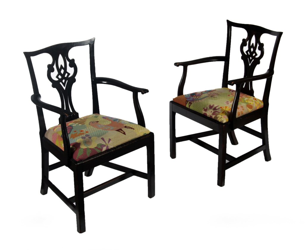 PAIR OF GEORGE III ASH ARMCHAIRS