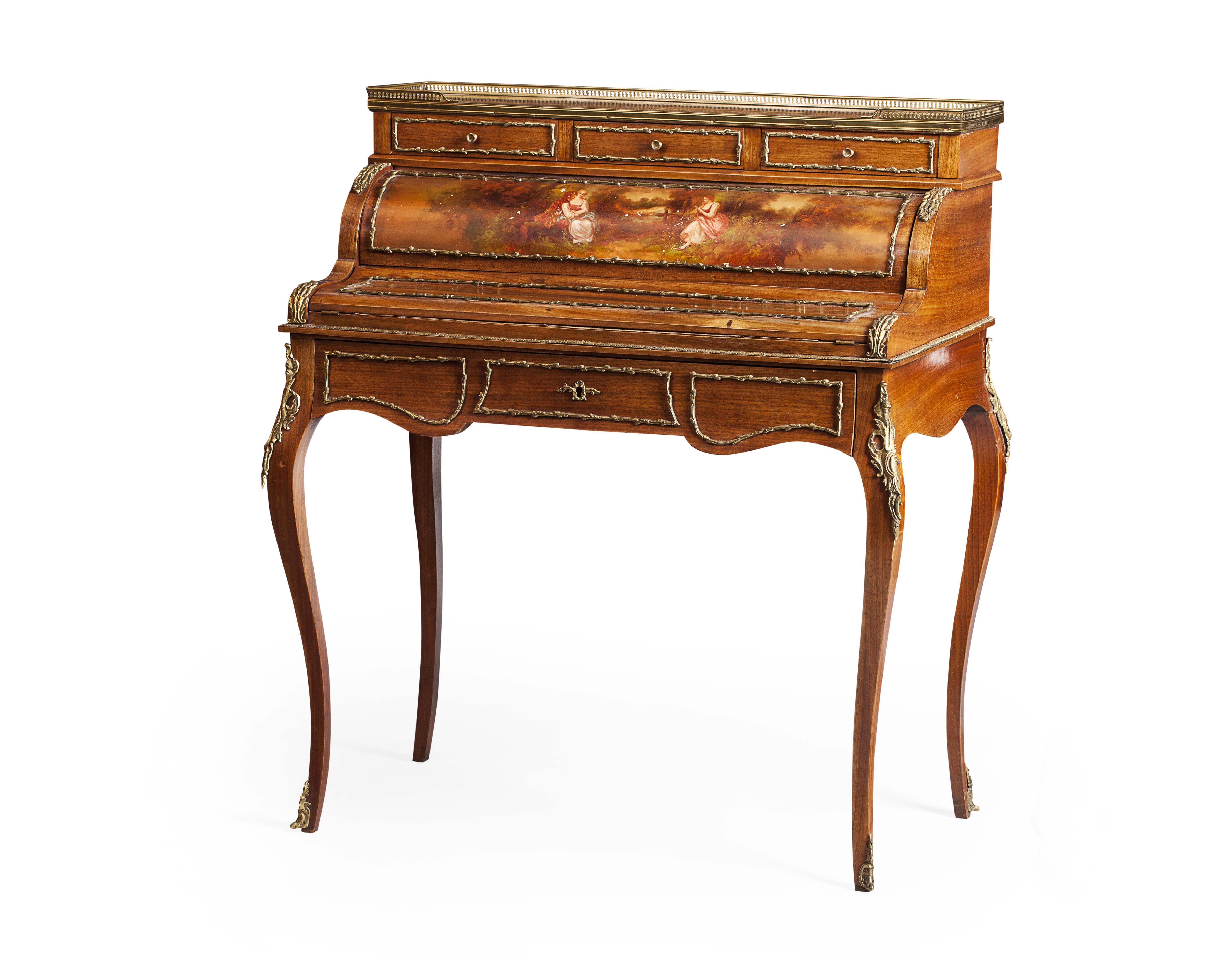 LOUIS XV STYLE AMARANTH AND VERNIS MARTIN BUREAU