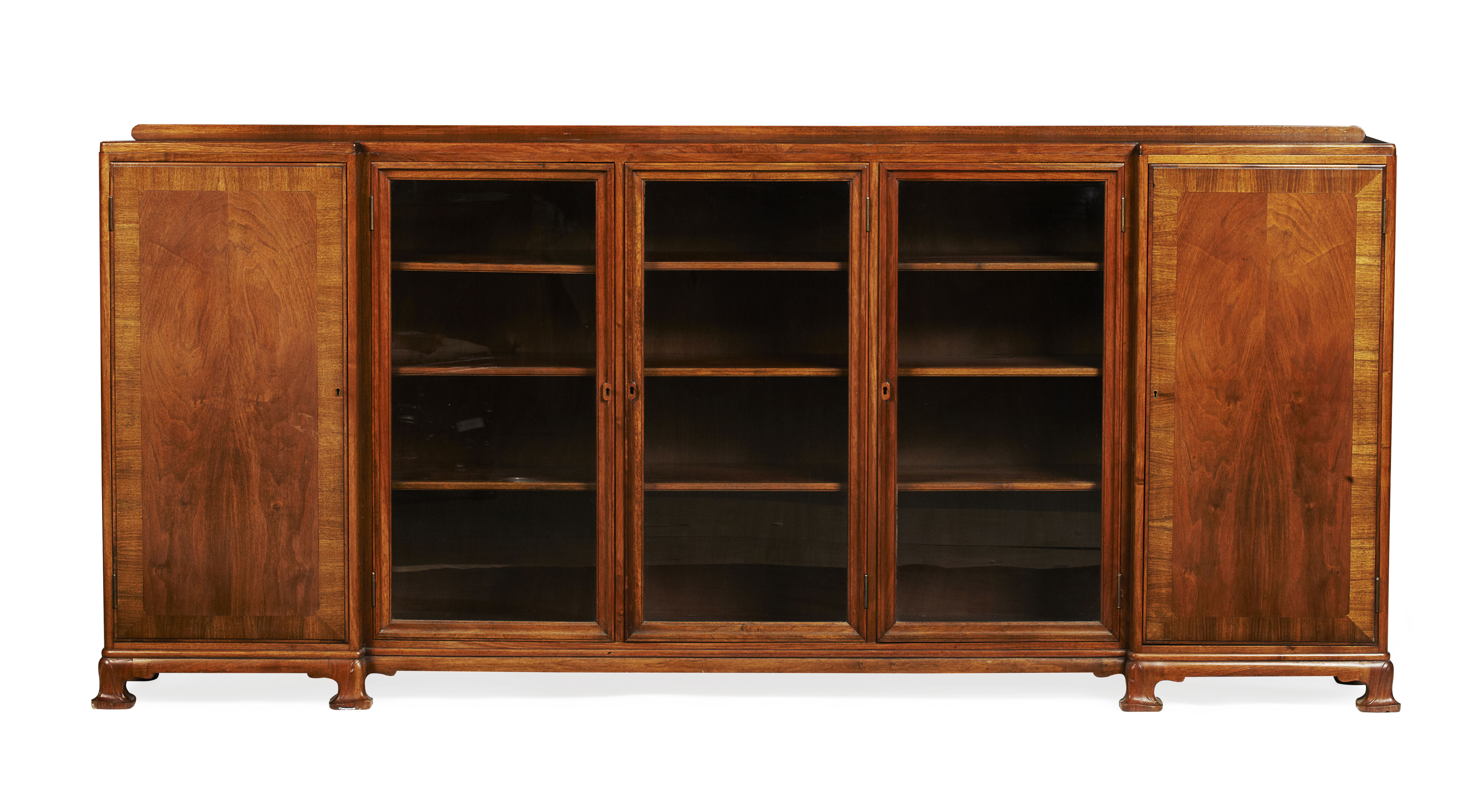 WHYTOCK & REID WALNUT LOW BREAKFRONT BOOKCASE