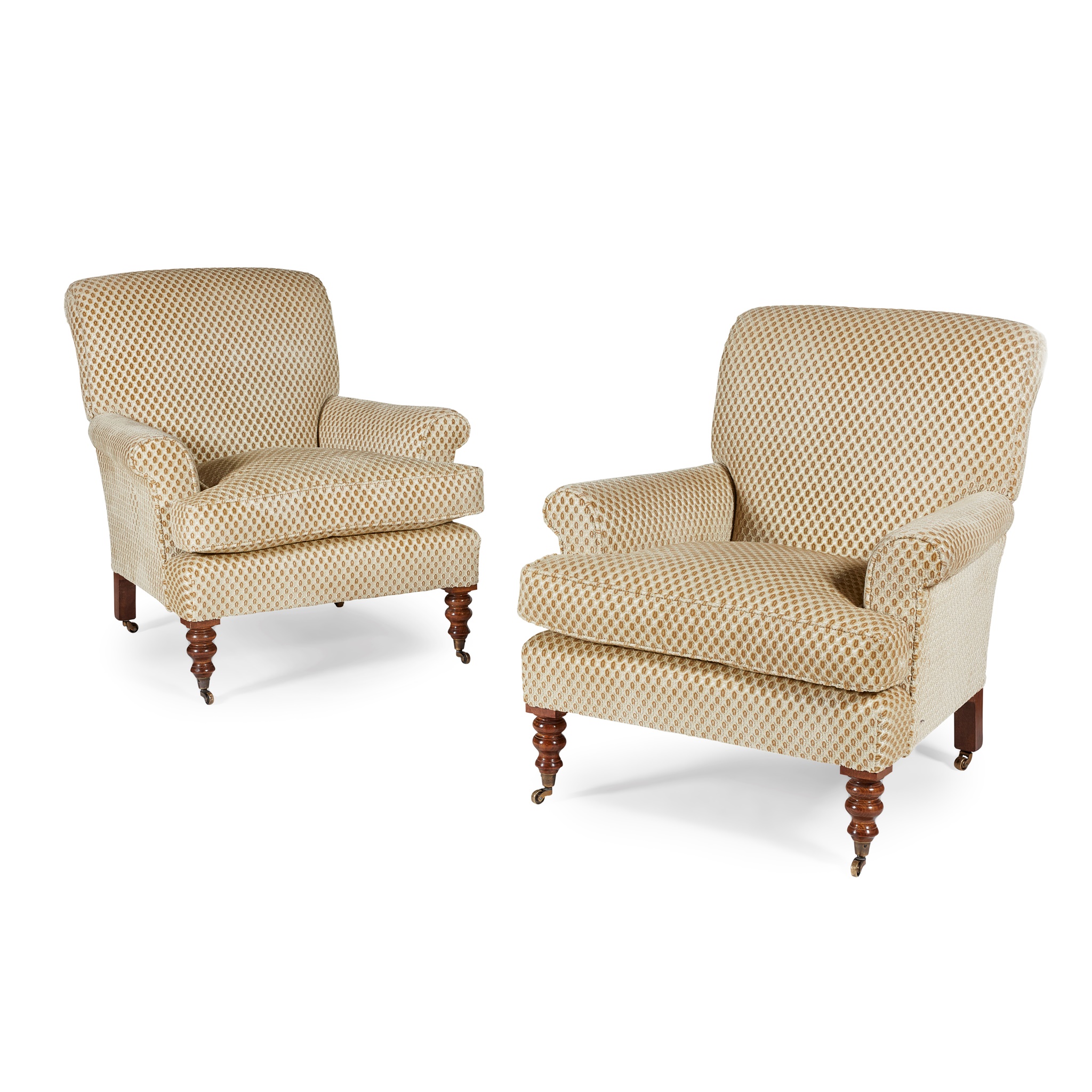 PAIR OF 'HAMILTON' UPHOLSTERED ARMCHAIRS BY BEAUMONT & FLETCHER