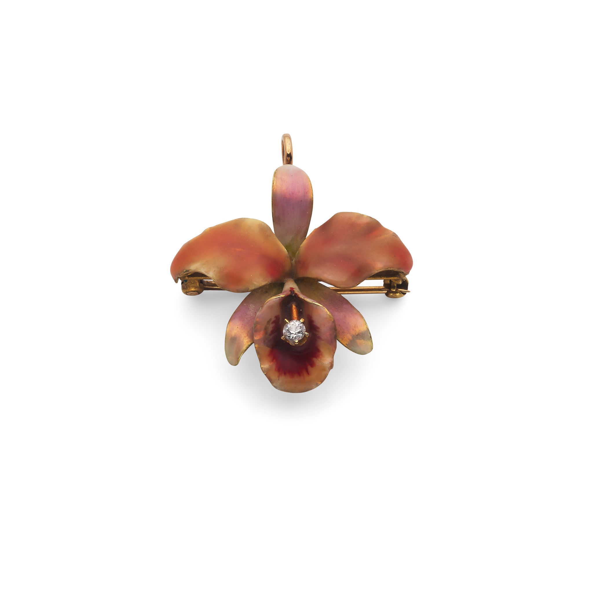 Krementz: An enamel and diamond pendant/brooch